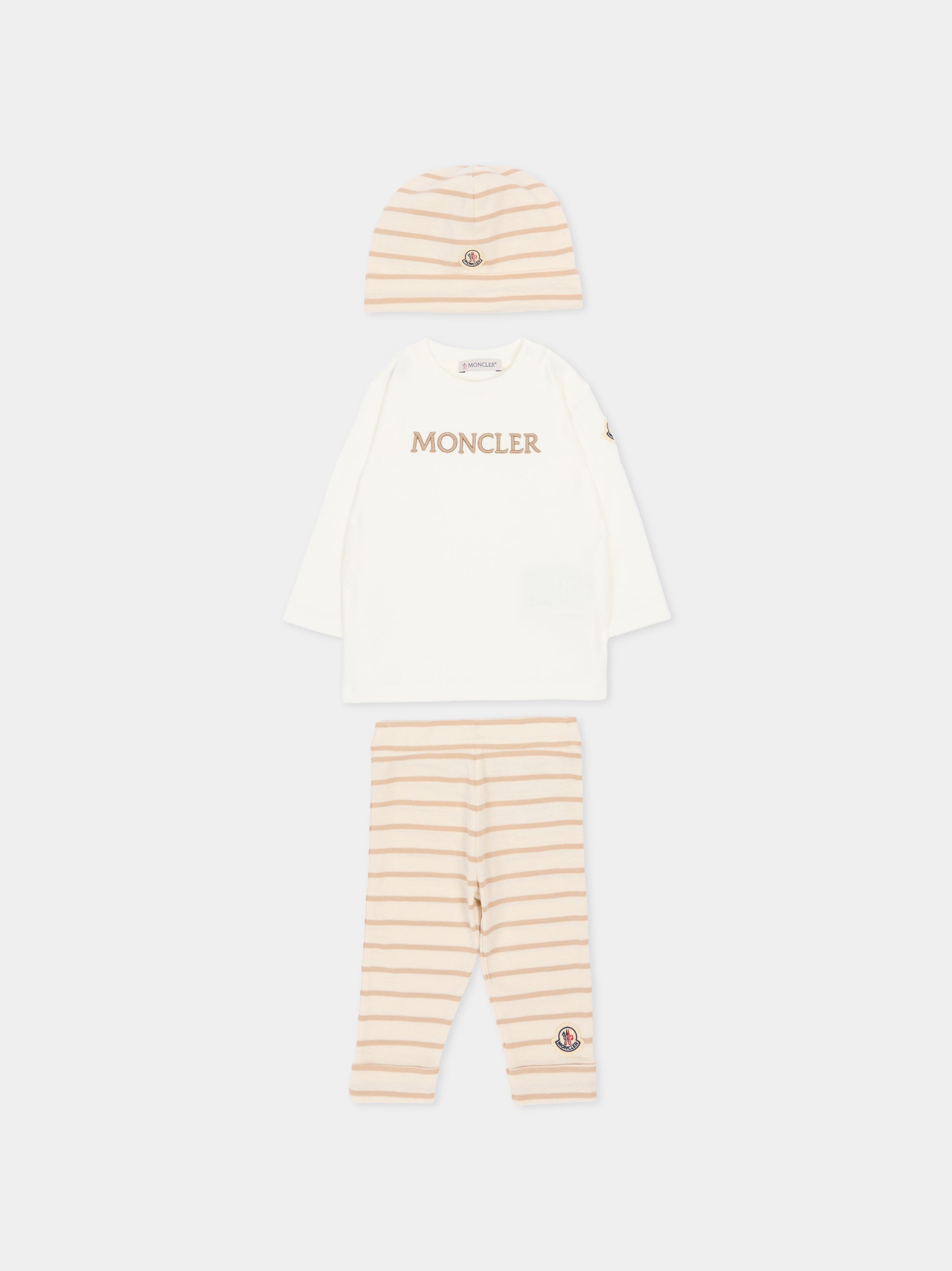 Completo nascita multicolor per neonati con logo beige,Moncler Kids,L1951 8P00001 89BA2 F20