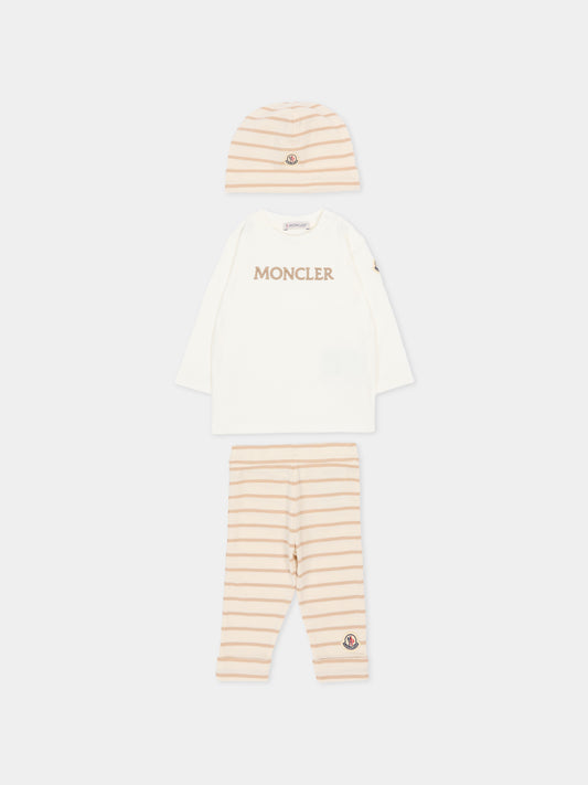 Completo nascita multicolor per neonati con logo beige,Moncler Kids,L1951 8P00001 89BA2 F20