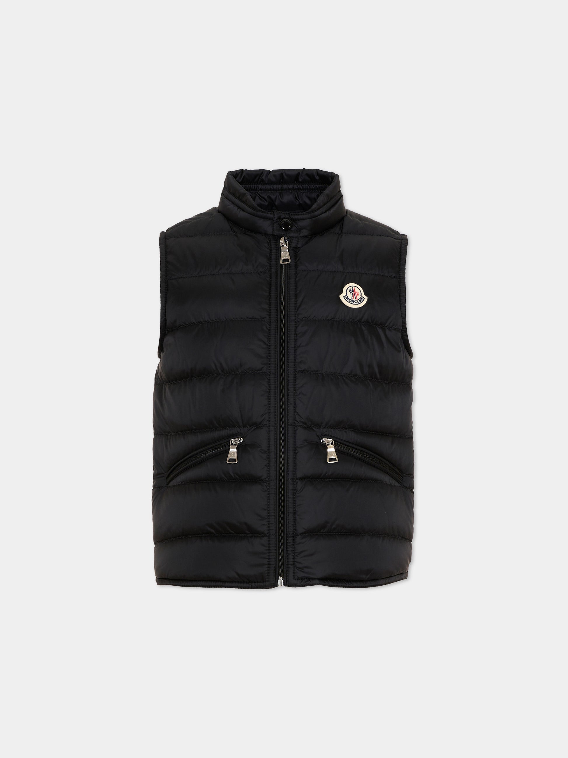 Gilet noir Gui pour garçon avec logo,Moncler Kids,L1954 1A00034 597YF 999