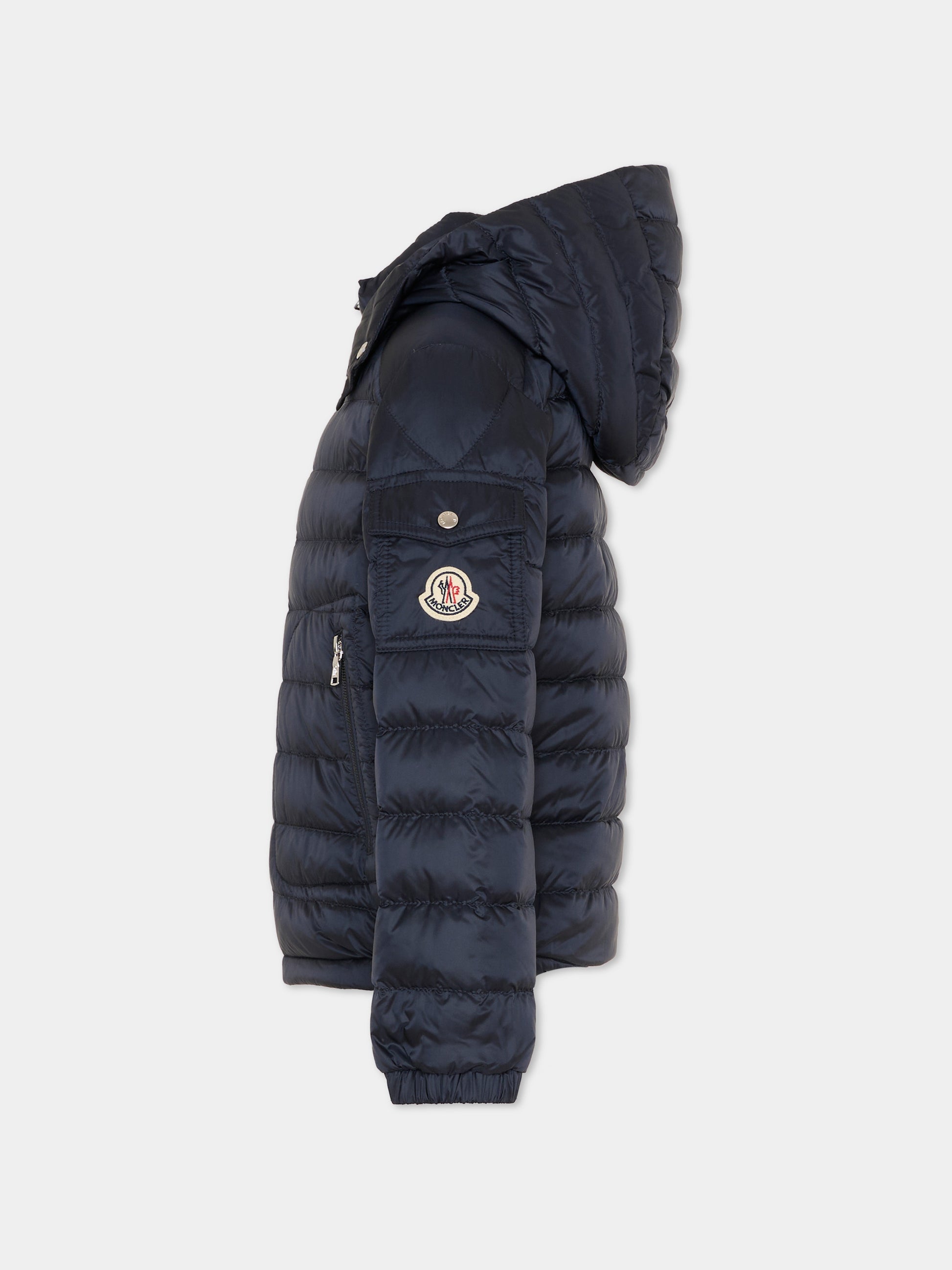Piumino Lauros blu per bambino con logo,Moncler Kids,L1954 1A00036 597YF 778