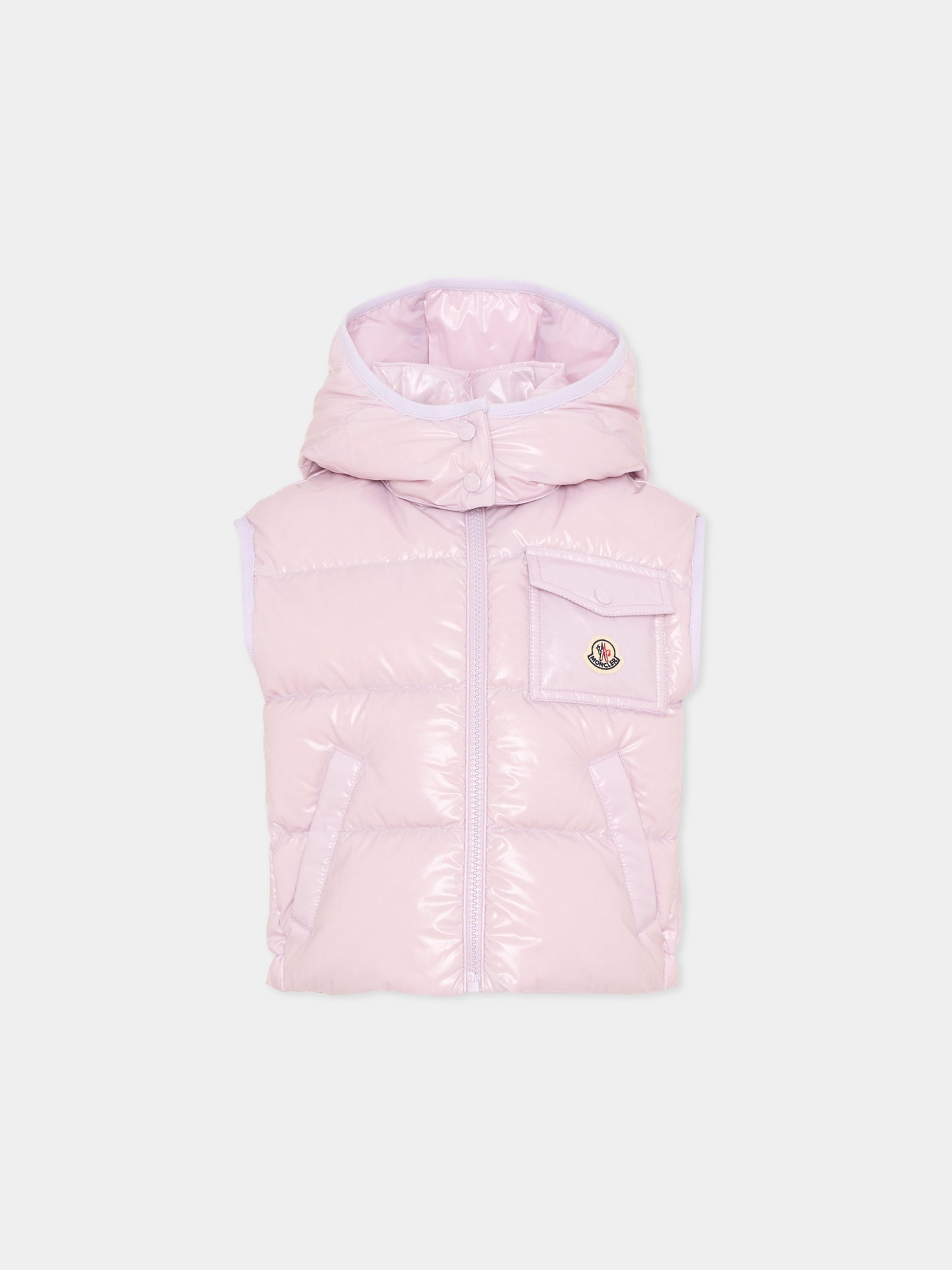 Gilet Kamile lilla per bambina con logo,Moncler Kids,L1954 1A00041 597EU 509