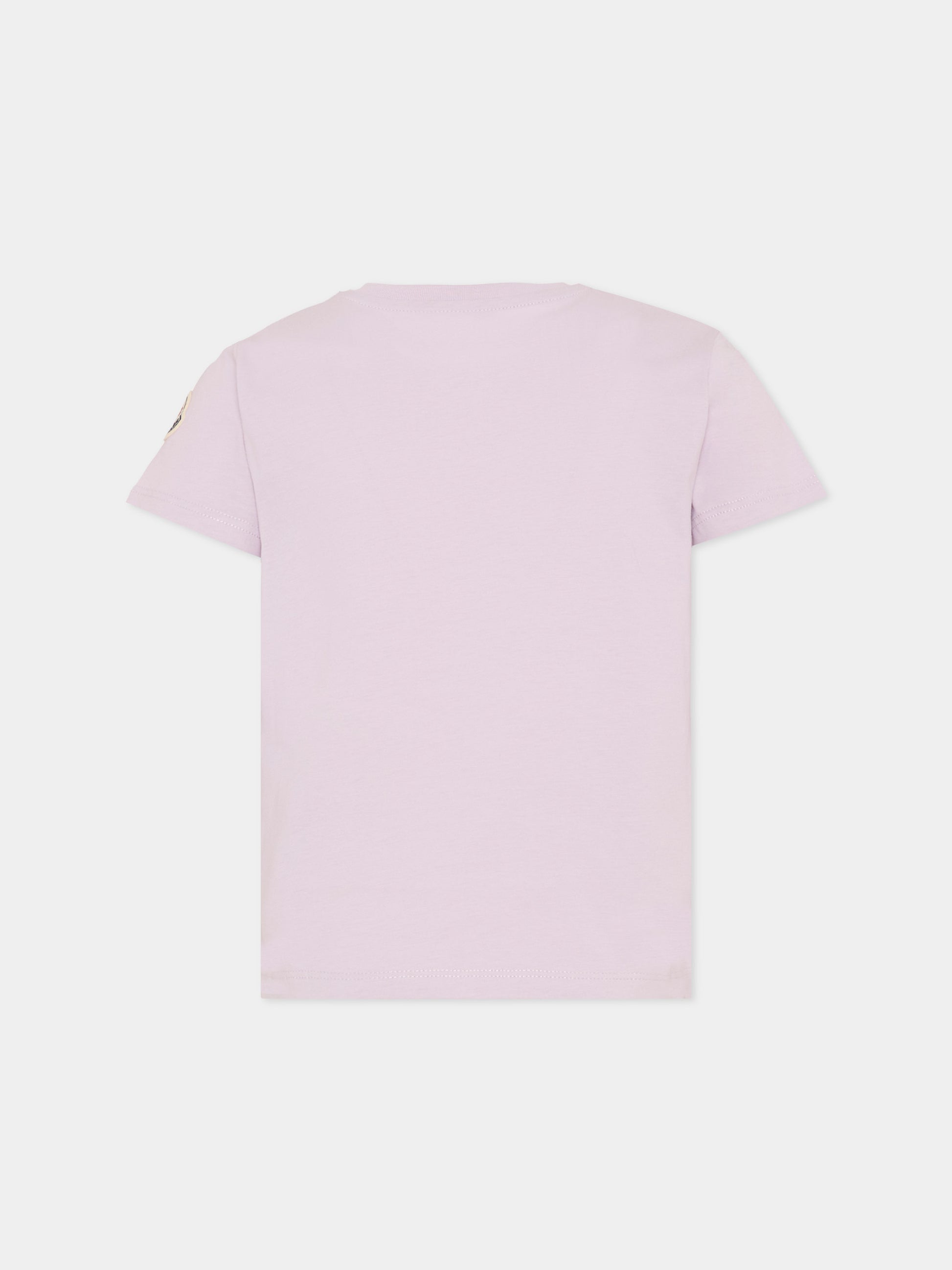 T-shirt lilla per bambina con logo,Moncler Kids,L1954 8C00009 89AT9 509