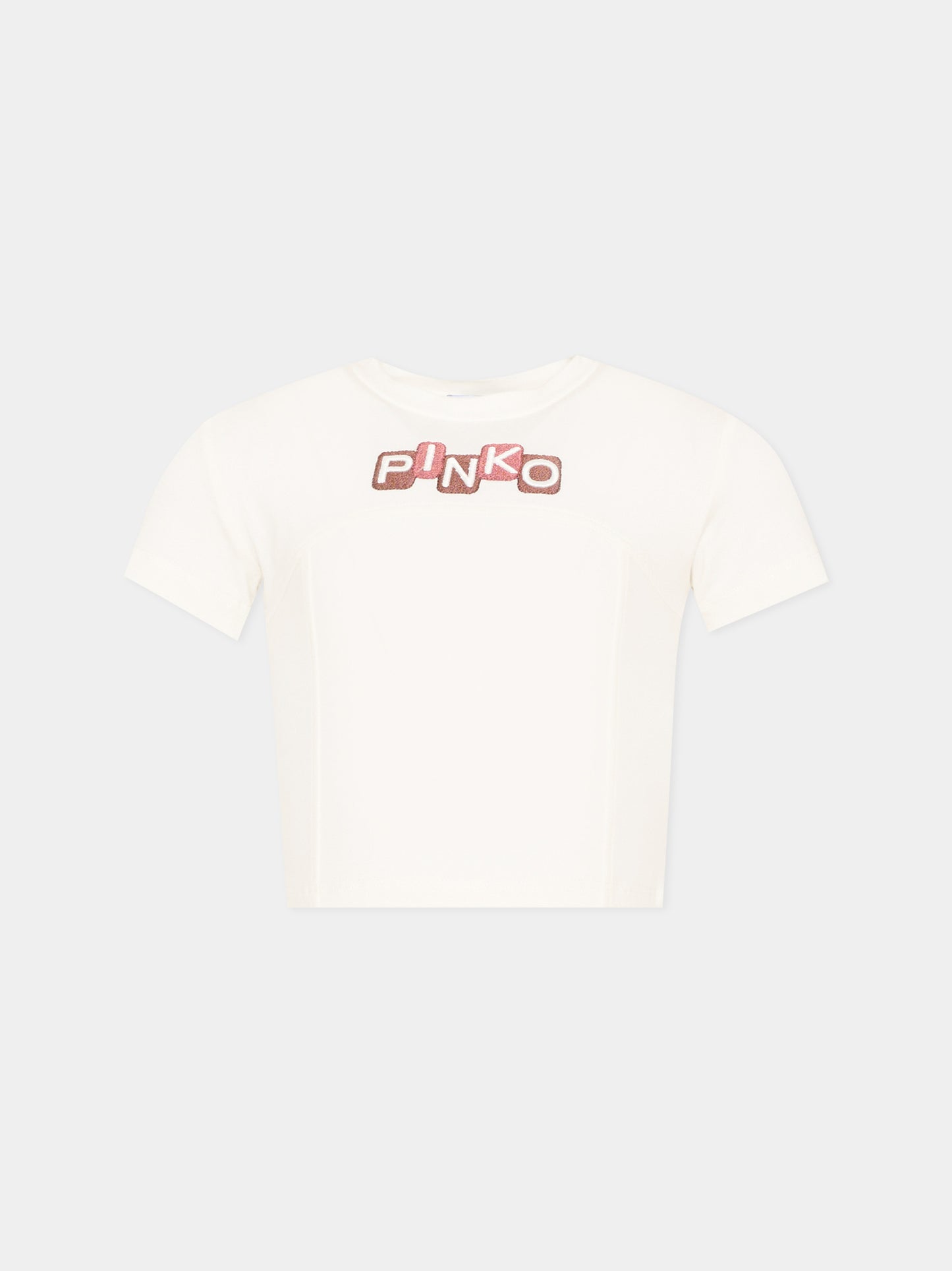 T-shirt bianca per bambina con logo,Pinko,KFTS038.C.JEO17.0987