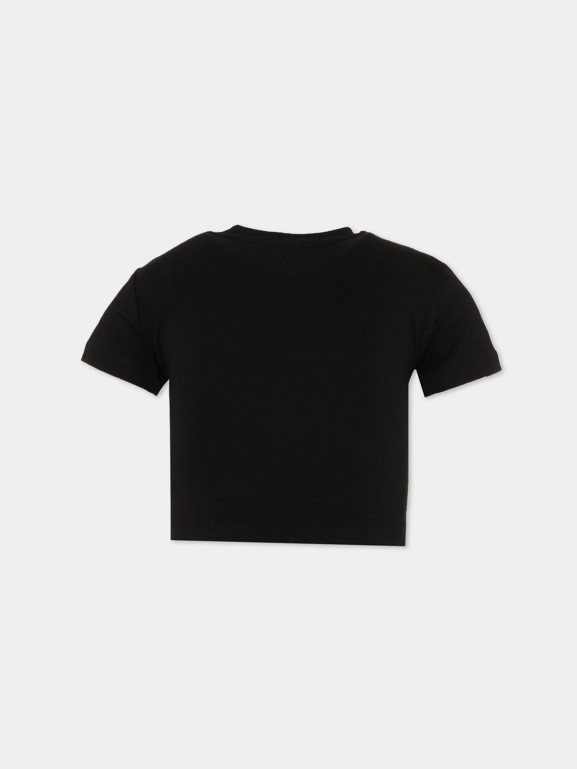 T-shirt nera per bambina con logo,Pinko,KFTS038.C.JEO17.0989