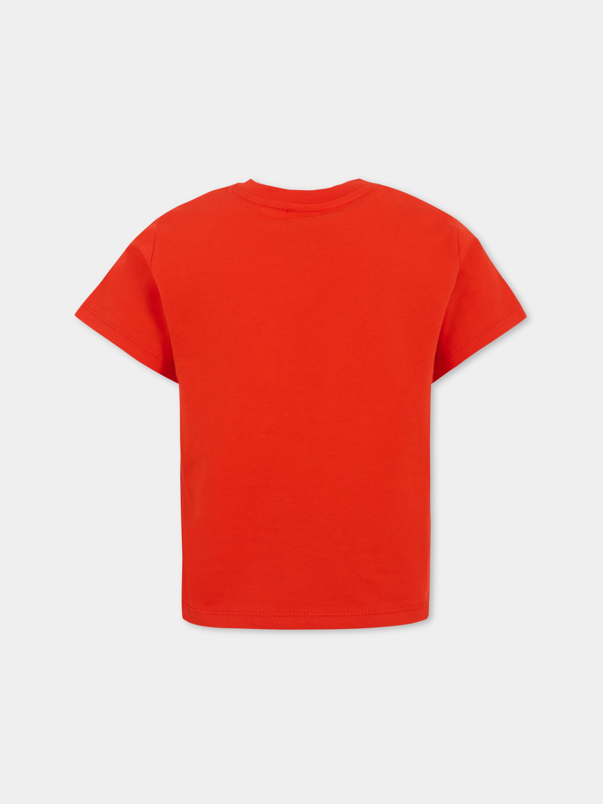 T-shirt rossa per bambino con Lucky Tiger,Kenzo Kids,K61054 997