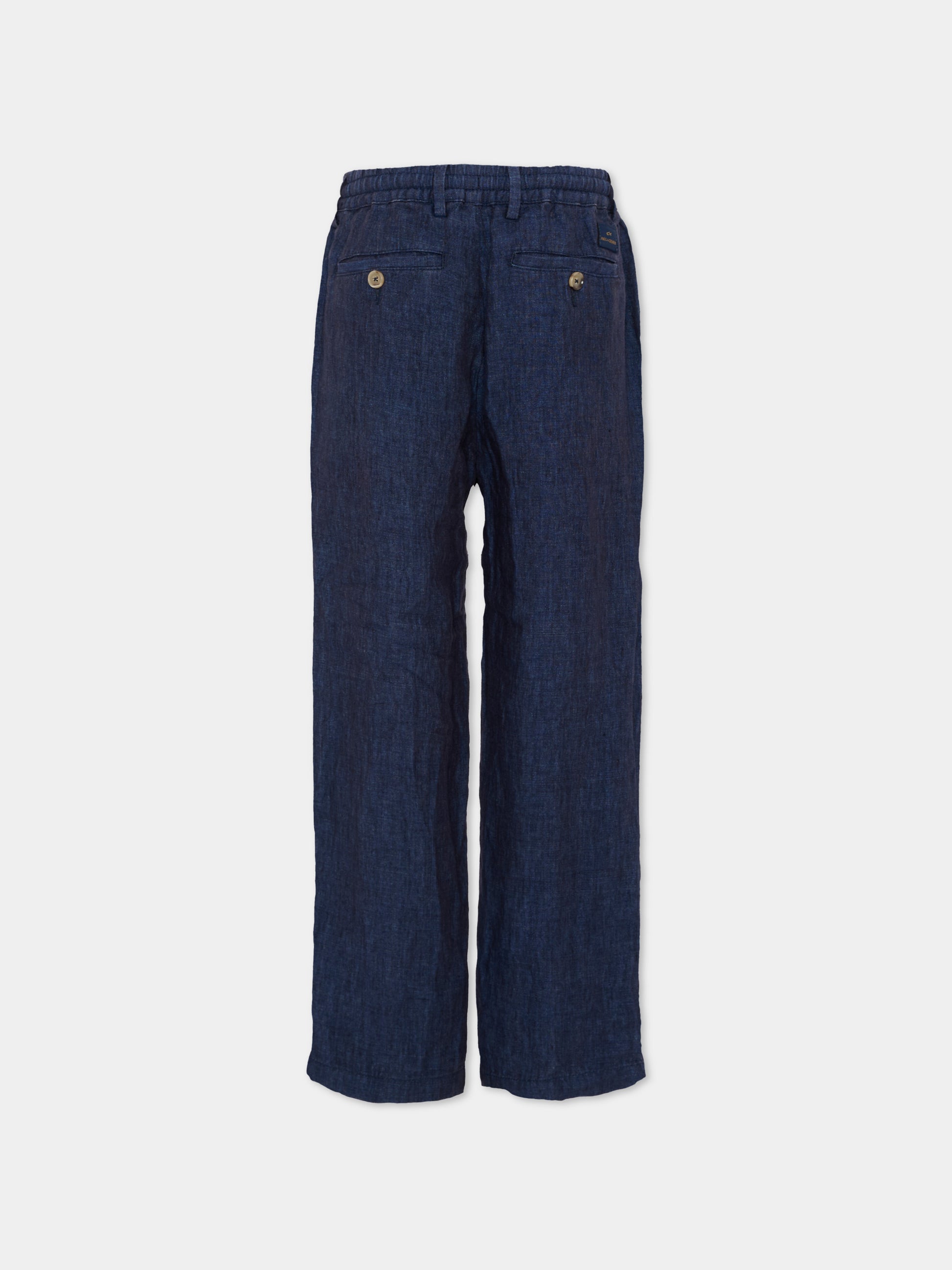 Pantaloni blu in lino per bambino,Paul & Shark Junior,WUP007 LUA04 42370