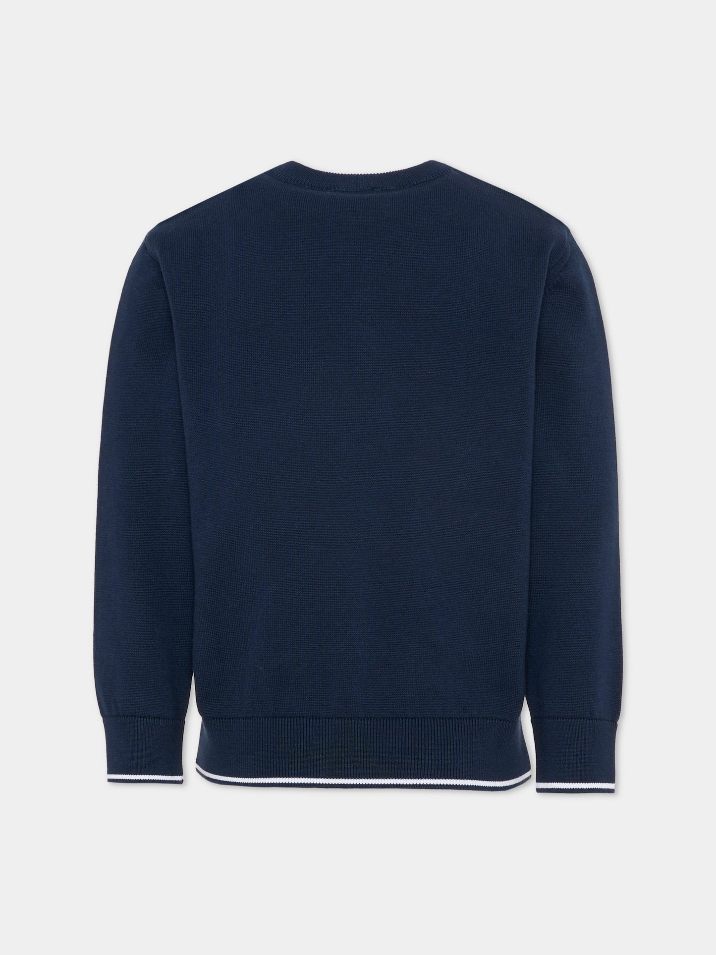 Maglione blu per bambino con ricamo,Paul & Shark Junior,WUW004 LHE85 42370