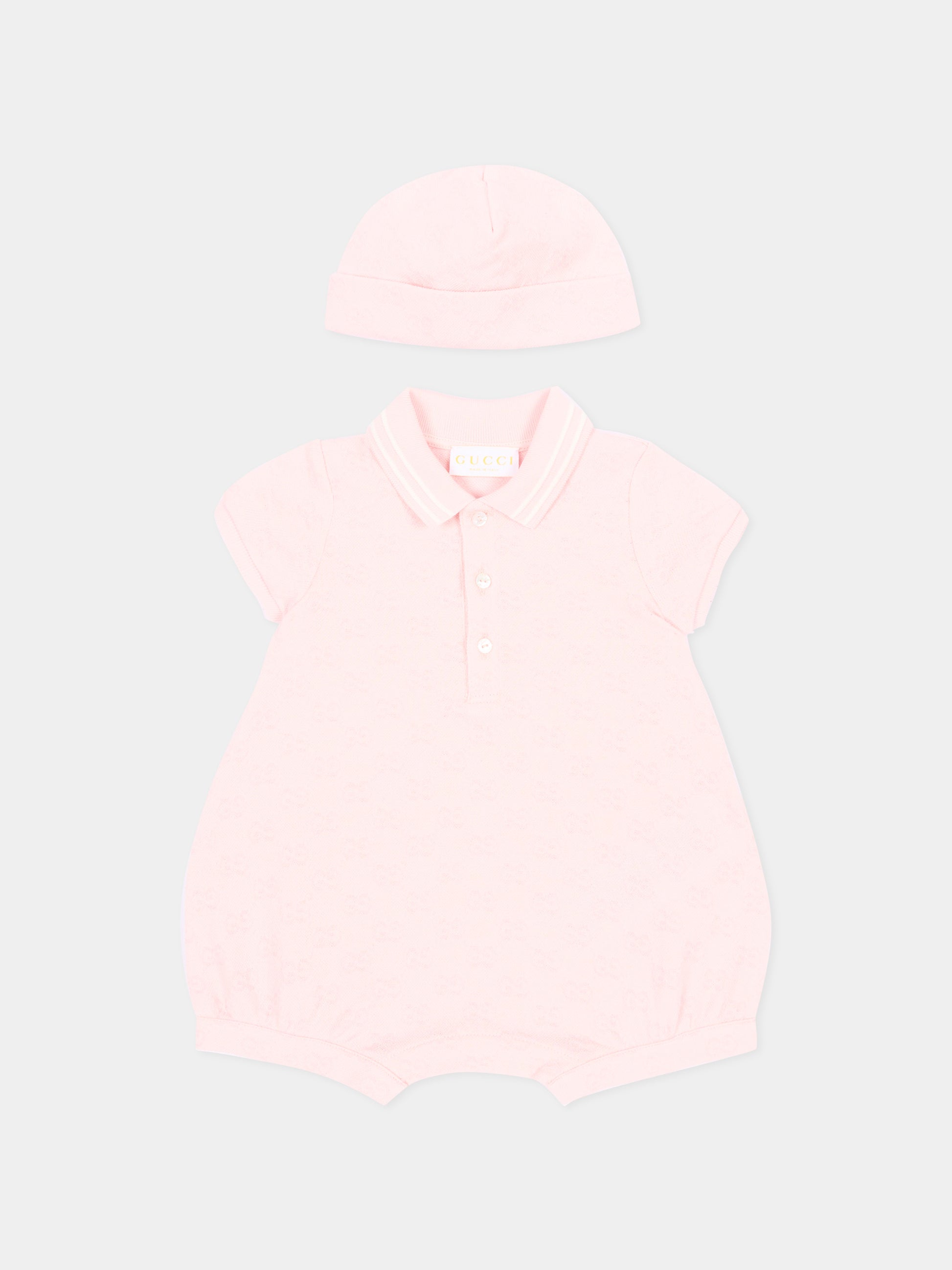 Pagliaccetto rosa per neonata con monogram,Gucci Kids,849683 XJHBA 5399