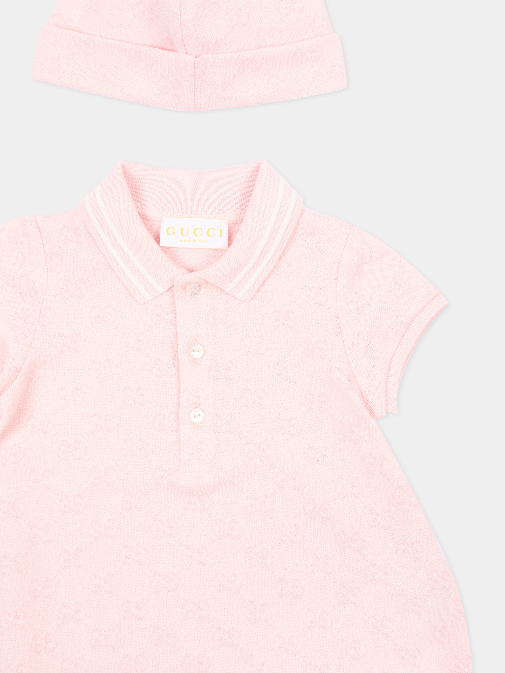 Pagliaccetto rosa per neonata con monogram,Gucci Kids,849683 XJHBA 5399