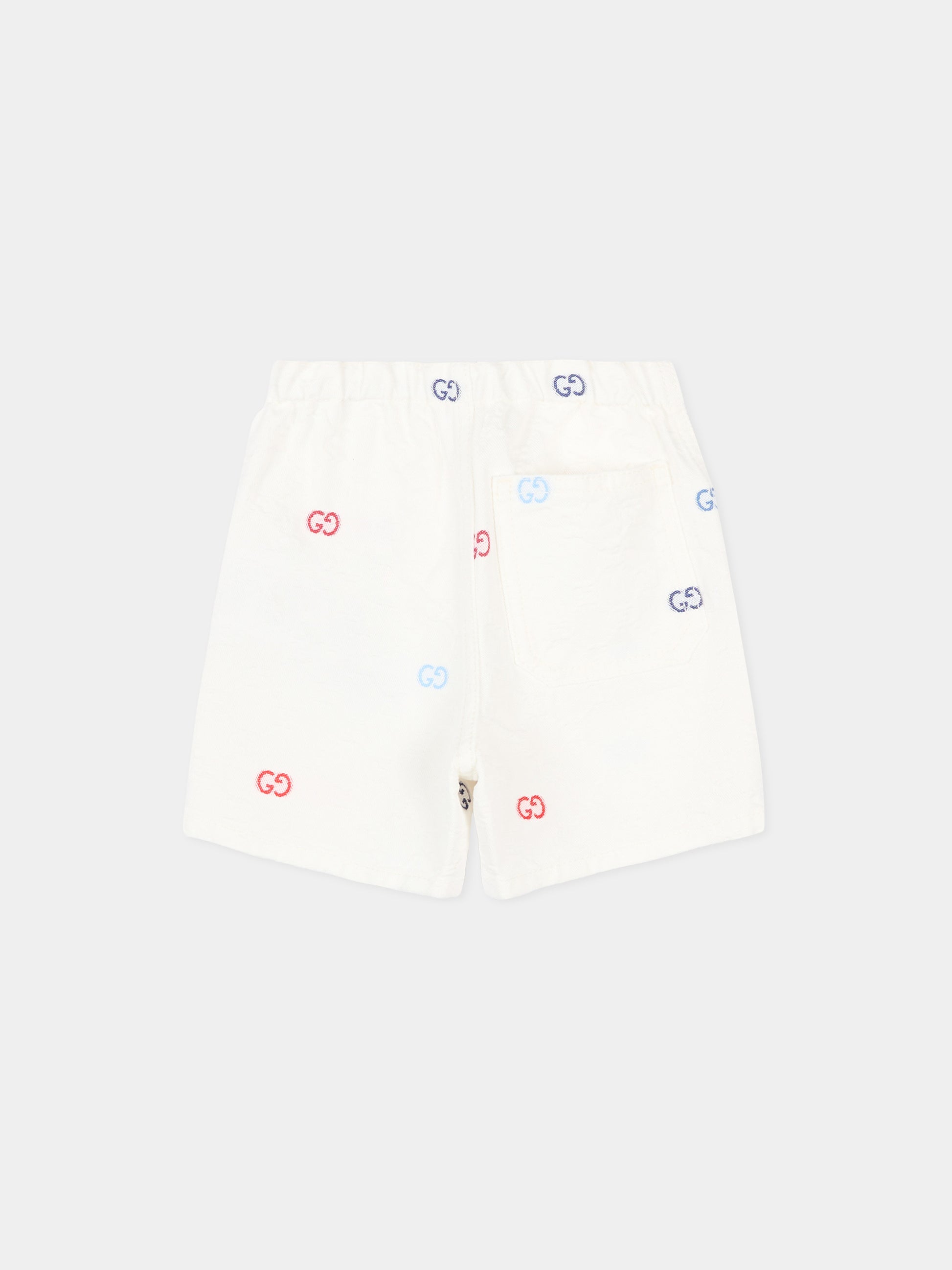Shorts bianchi per neonati con monogram,Gucci Kids,848984 XDDFC 9066