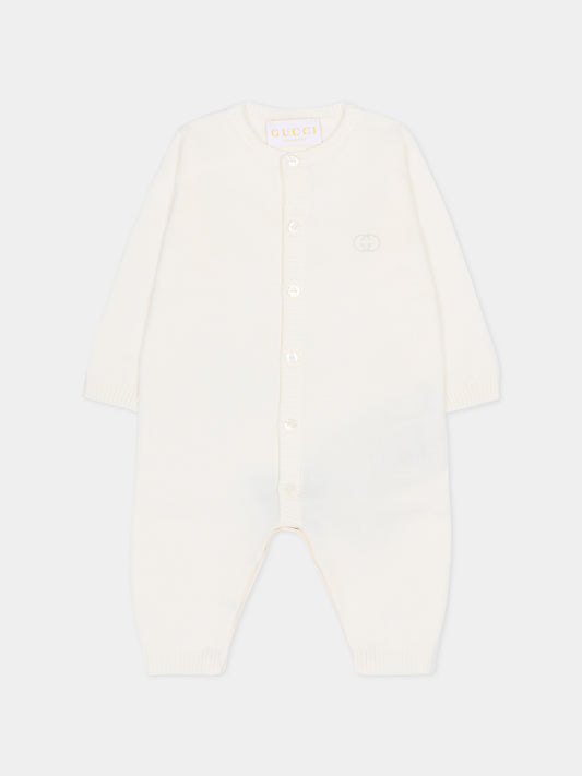 Tutina avorio per neonati con GG,Gucci Kids,851231 XKFFH 9692