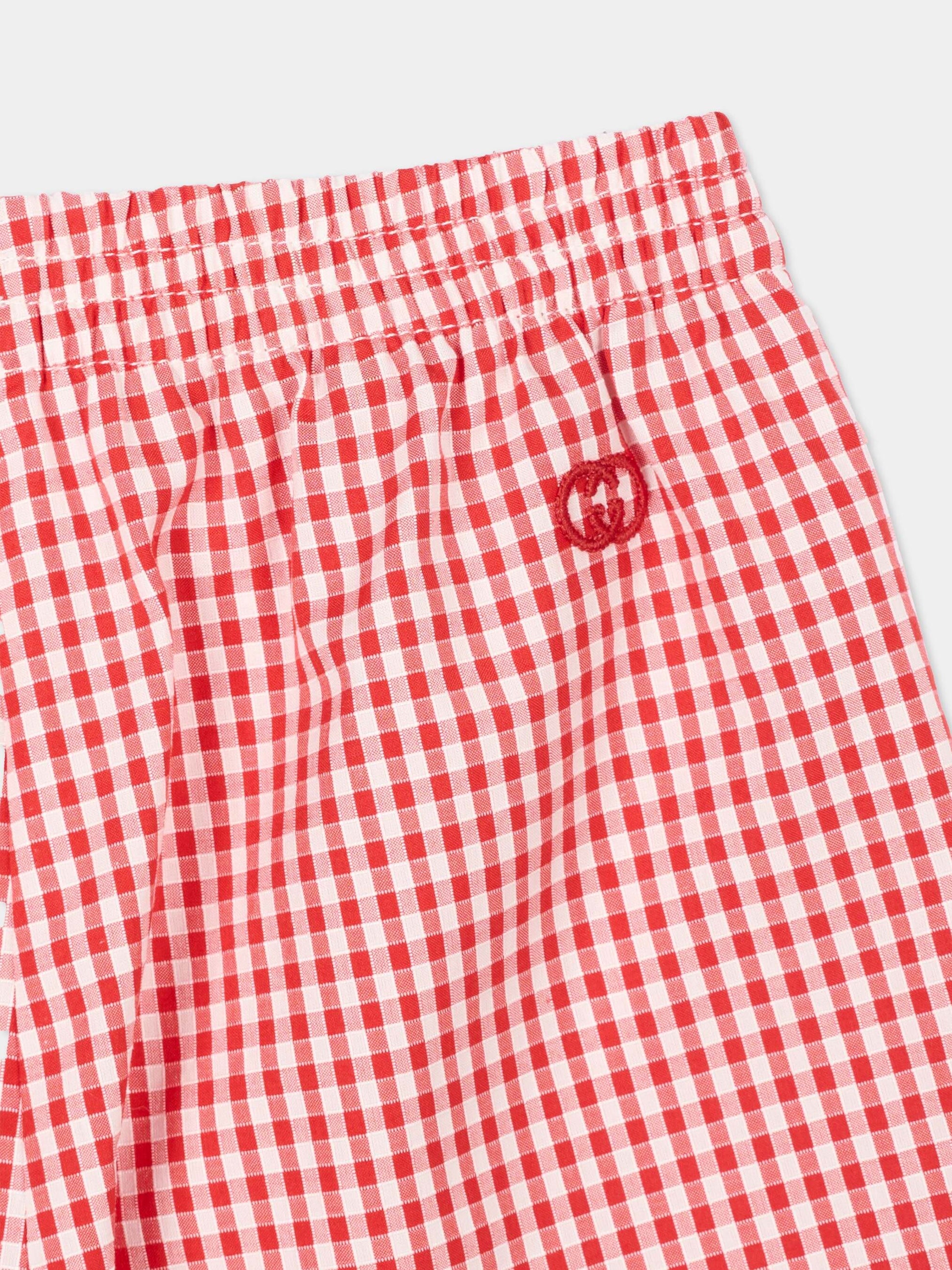 Shorts rossi per neonato vichy con logo,Gucci Kids,848699 XWA7X 6312