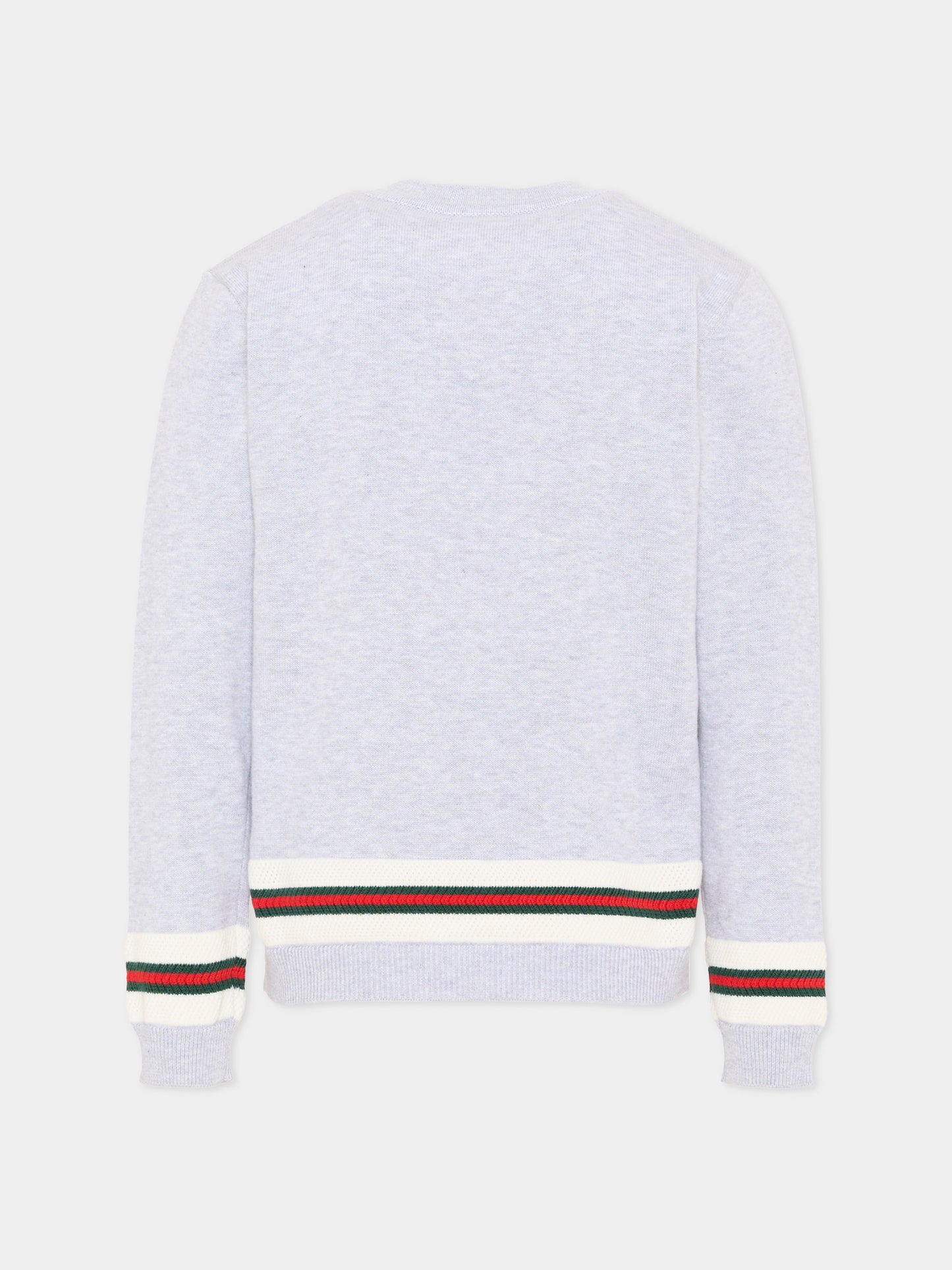 Maglione grigio per bambino con righe Web,Gucci Kids,851146 XKFDC 1070