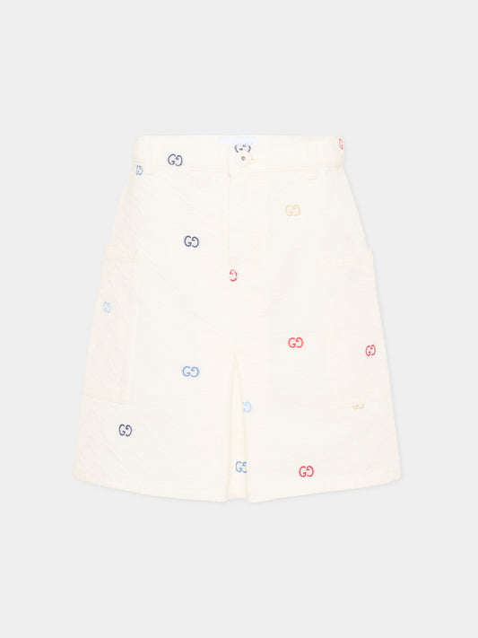 Gonna avorio per bambina con monogramma GG,Gucci Kids,856226 XDDFC 9066