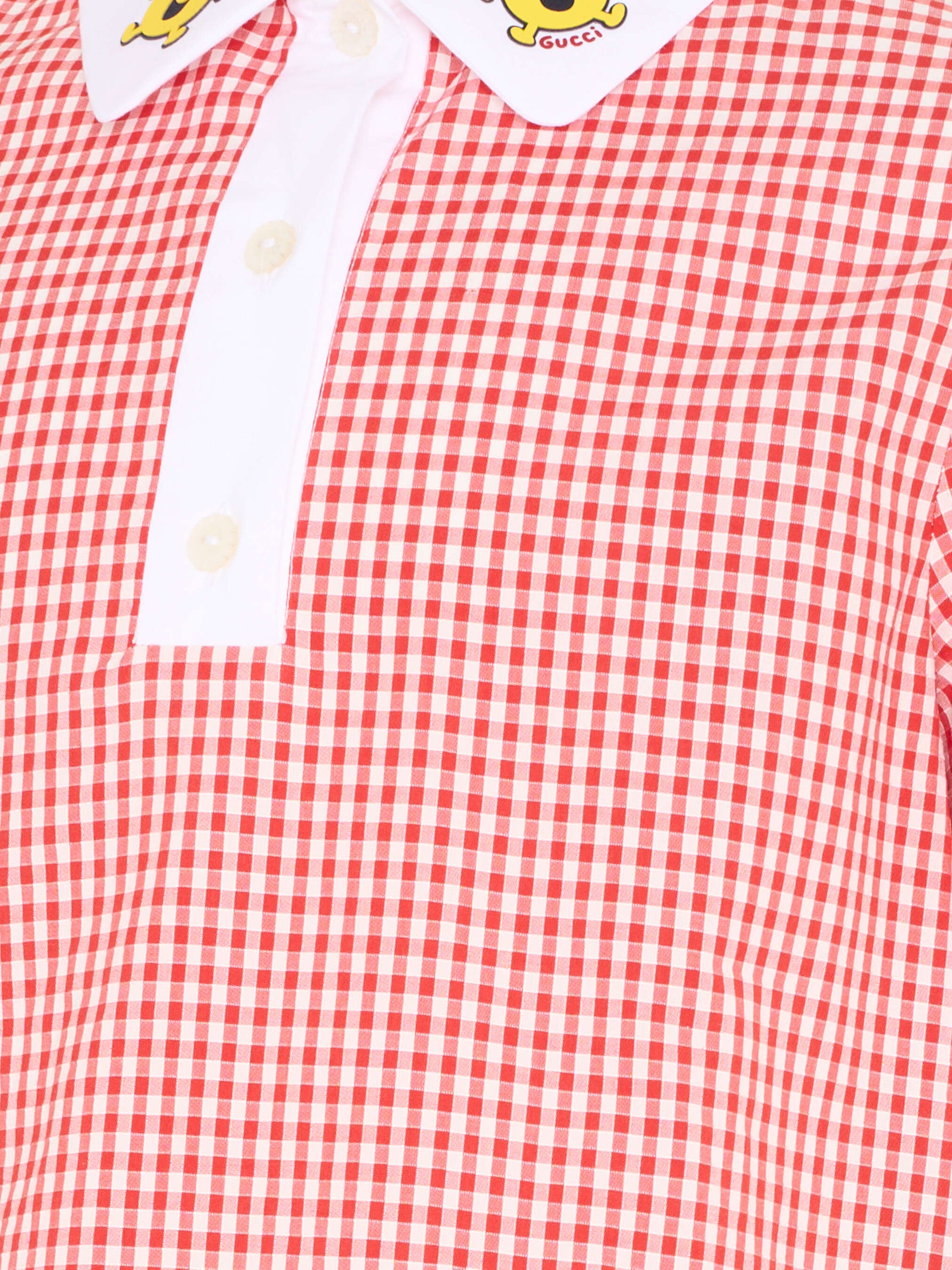 Vestito rosso vichy per bambina con Mr. Happy,Gucci Kids,849619 XWA8N 6312