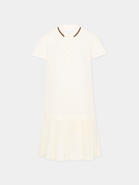 Vestito avorio per bambina con pieghe