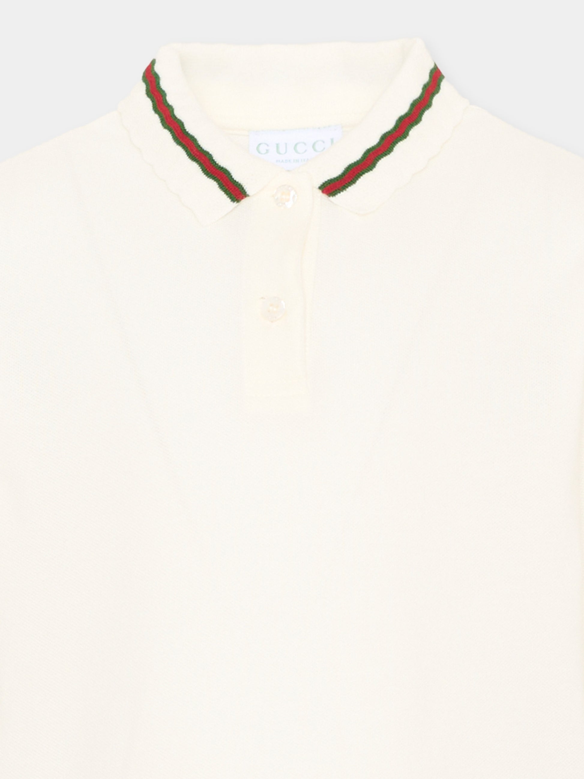 Polo avorio per bambina,Gucci Kids,852834 XJHRS 9024