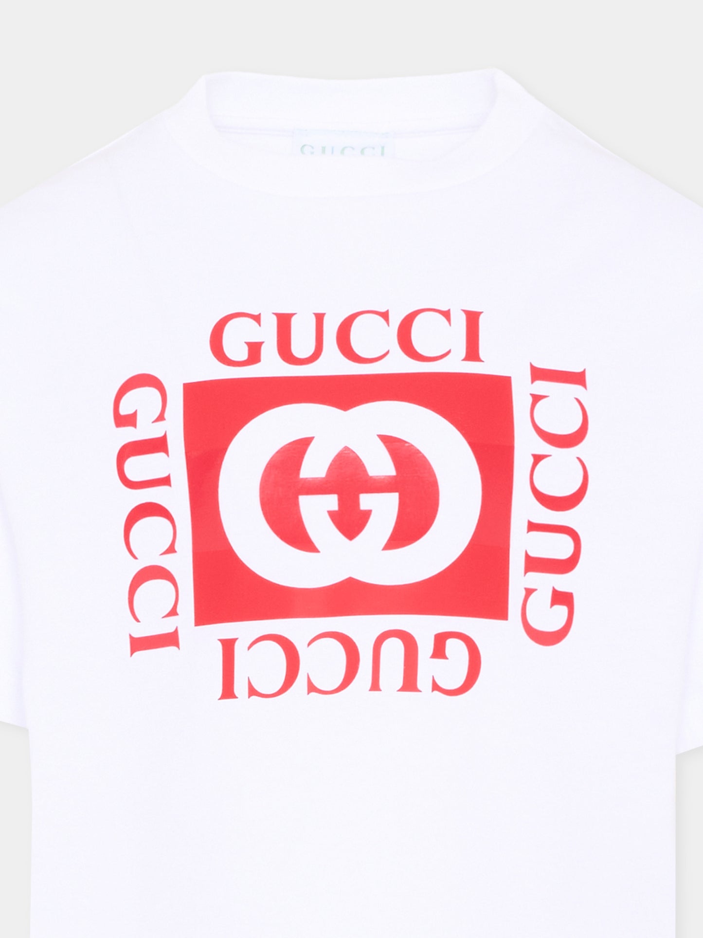 T-Shirt bianca per bambini con logo,Gucci Kids,855551 XJHO7 9055