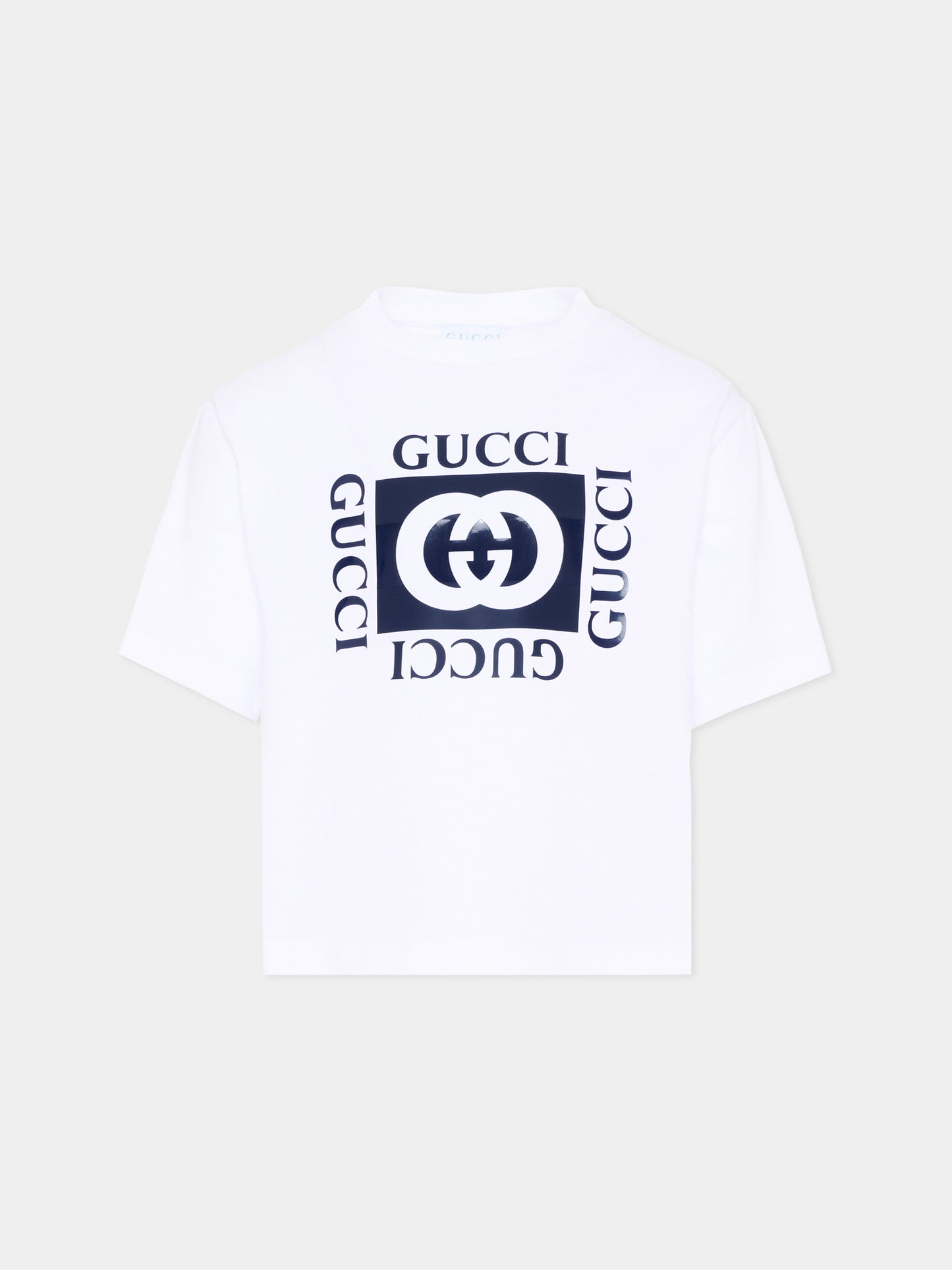 T-shirt bianca per bambini con logo,Gucci Kids,855551 XJHO7 9056