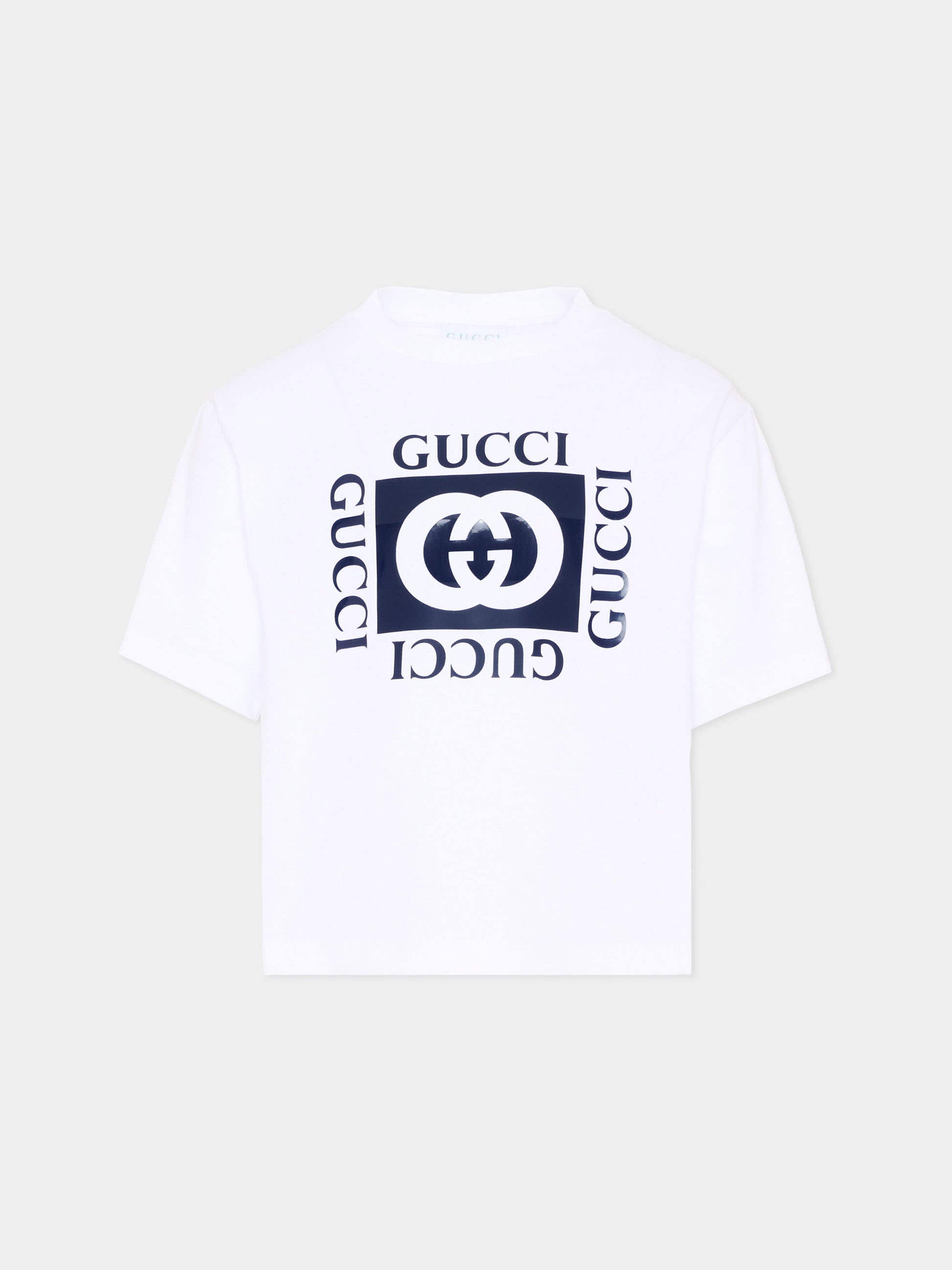 T-shirt bianca per bambini con logo,Gucci Kids,855551 XJHO7 9056