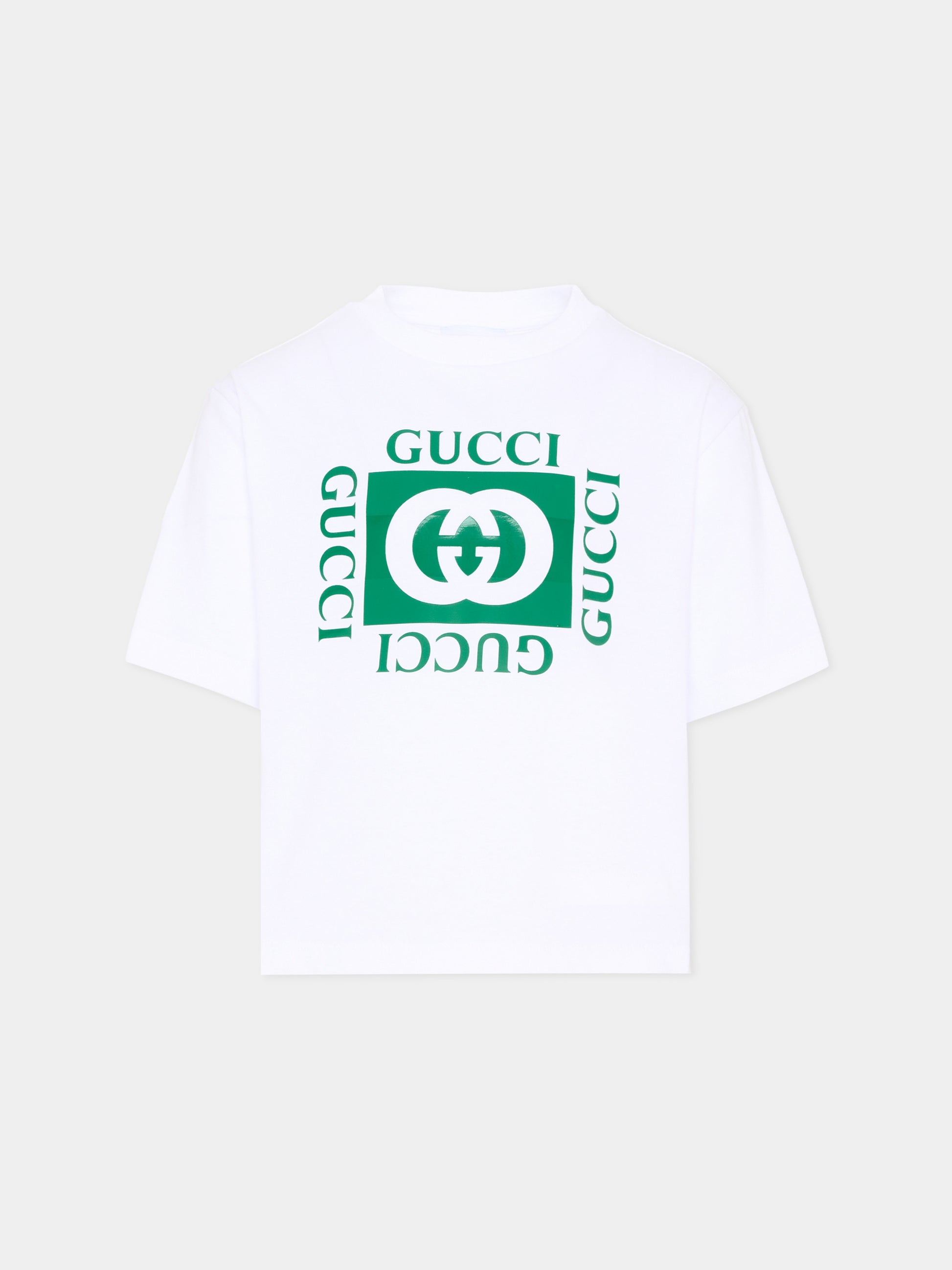 T Shirt bianca per bambini con logo,Gucci Kids,855551 XJHO7 9060