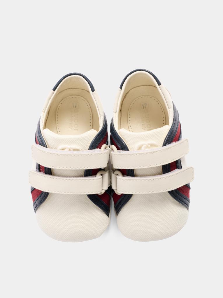 Sneakers bianche per neonati con Web,Gucci Kids,856586 FAFMZ 9161