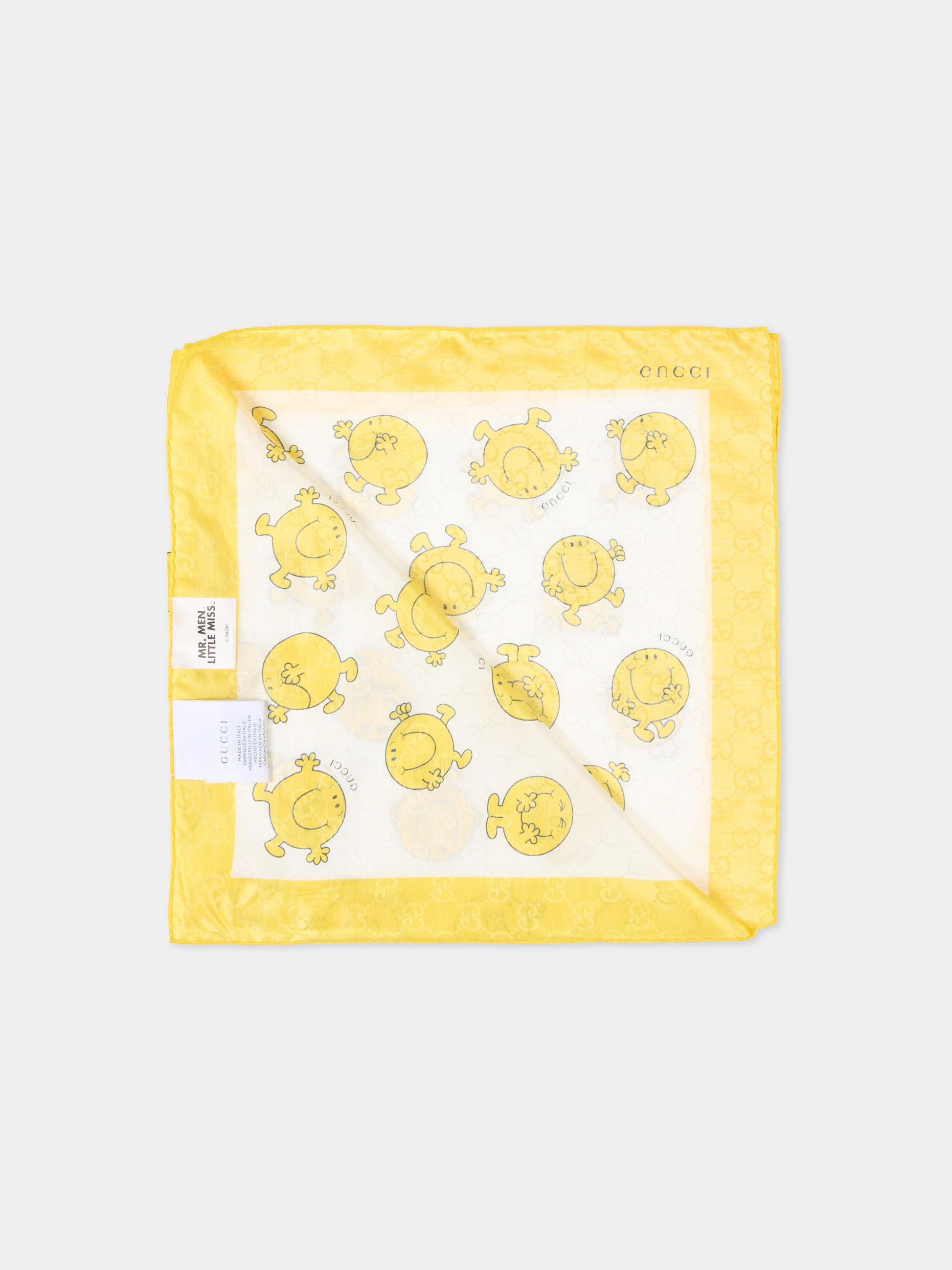 Foulard multicolor per bambina con Mr. Happy,Gucci Kids,859114 4K025 7177