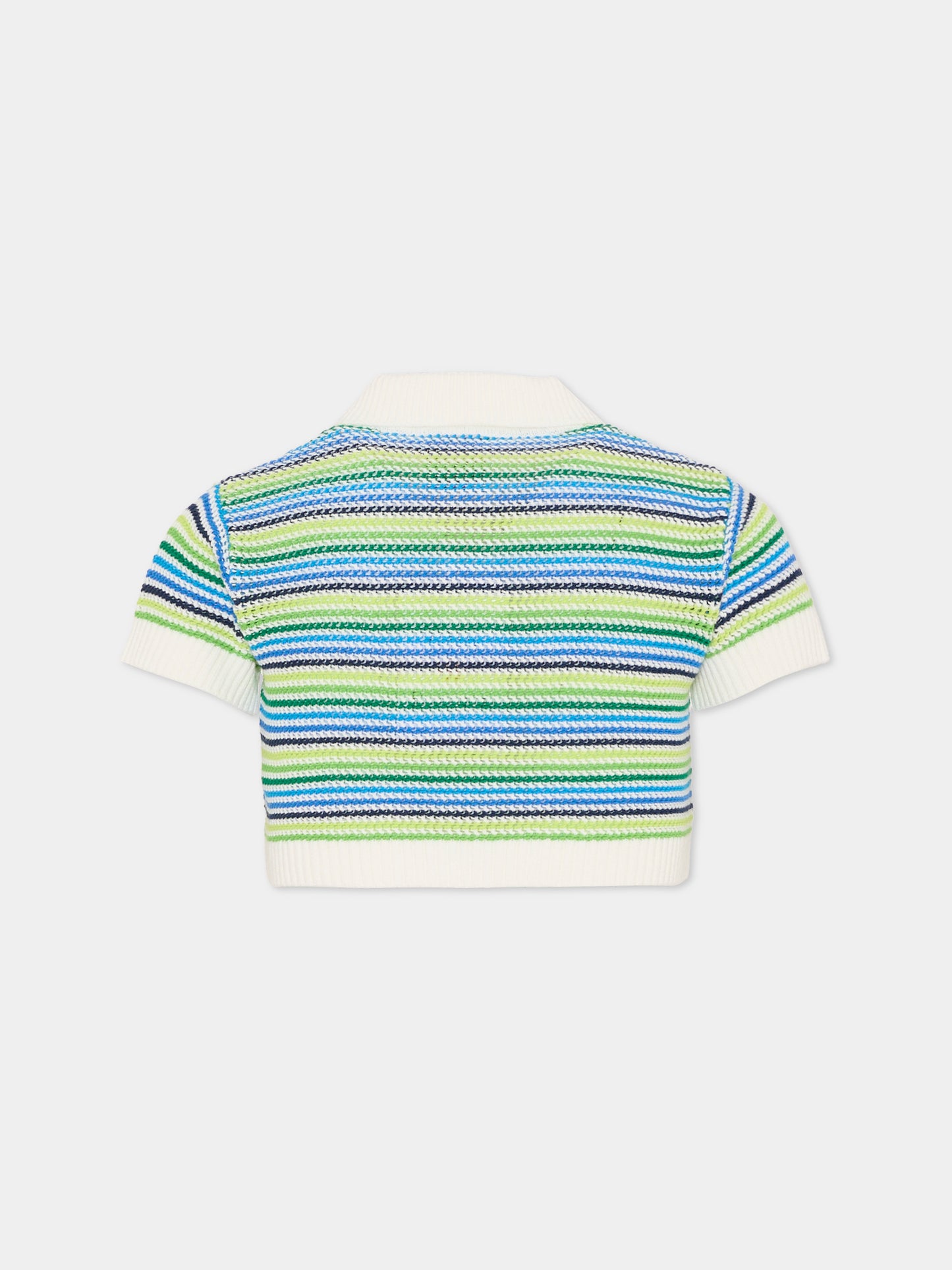 Polo crop multicolor per bambina con logo,Casablanca,KSP26 KW 1363 01 EX BC