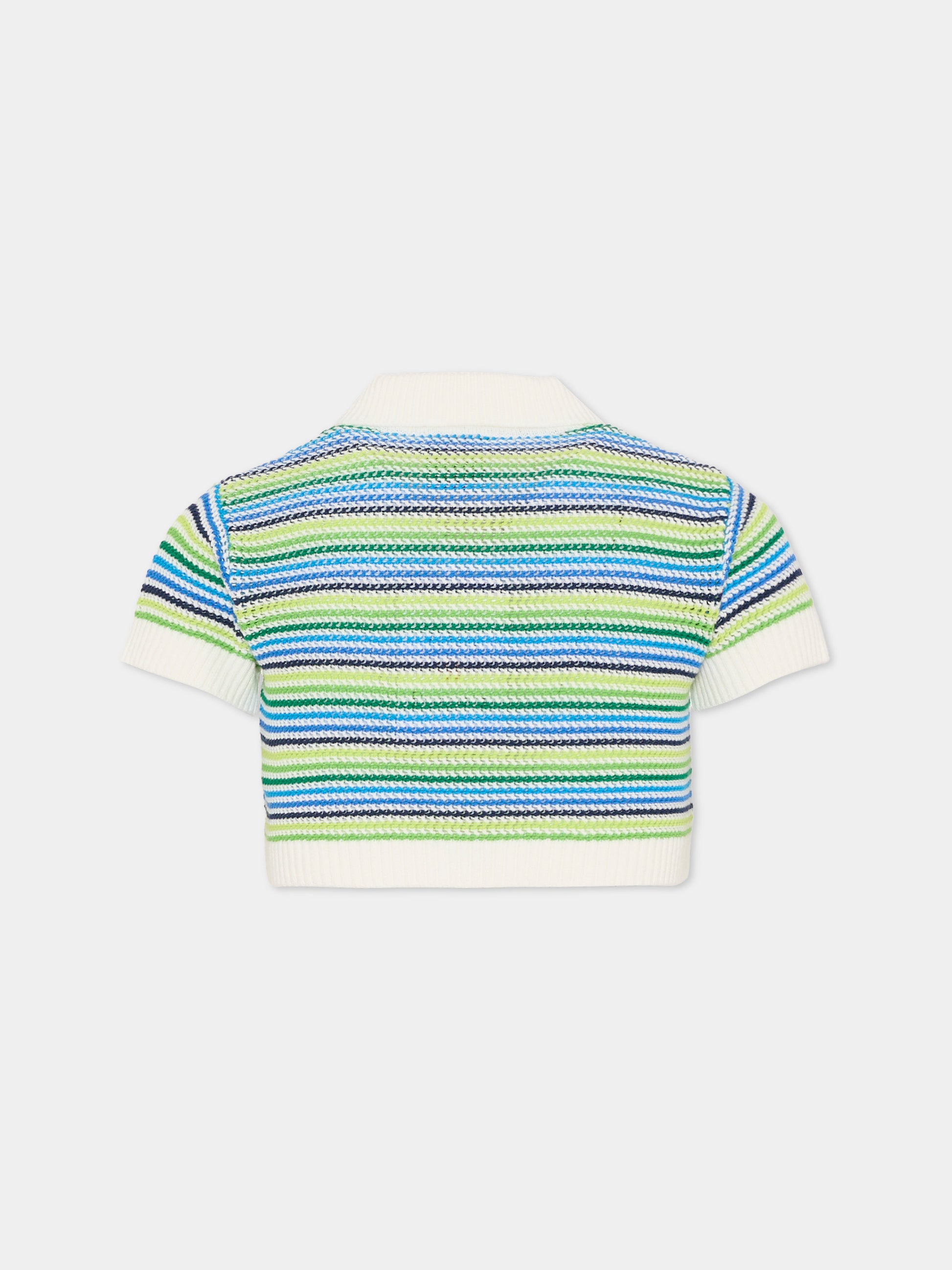 Polo crop multicolor per bambina con logo,Casablanca,KSP26 KW 1363 01 EX BC