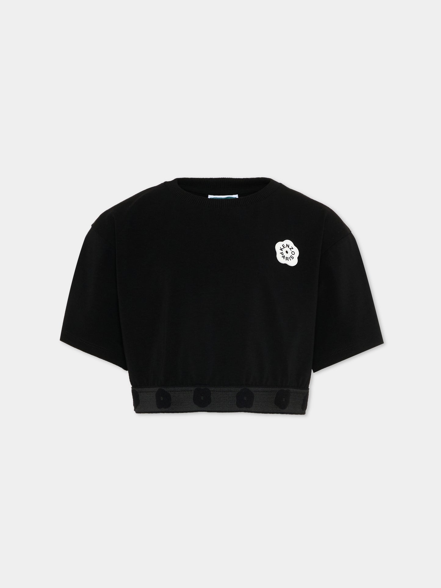 T-Shirt nera per bambina con fiore Boke,Kenzo Kids,K61621 09B