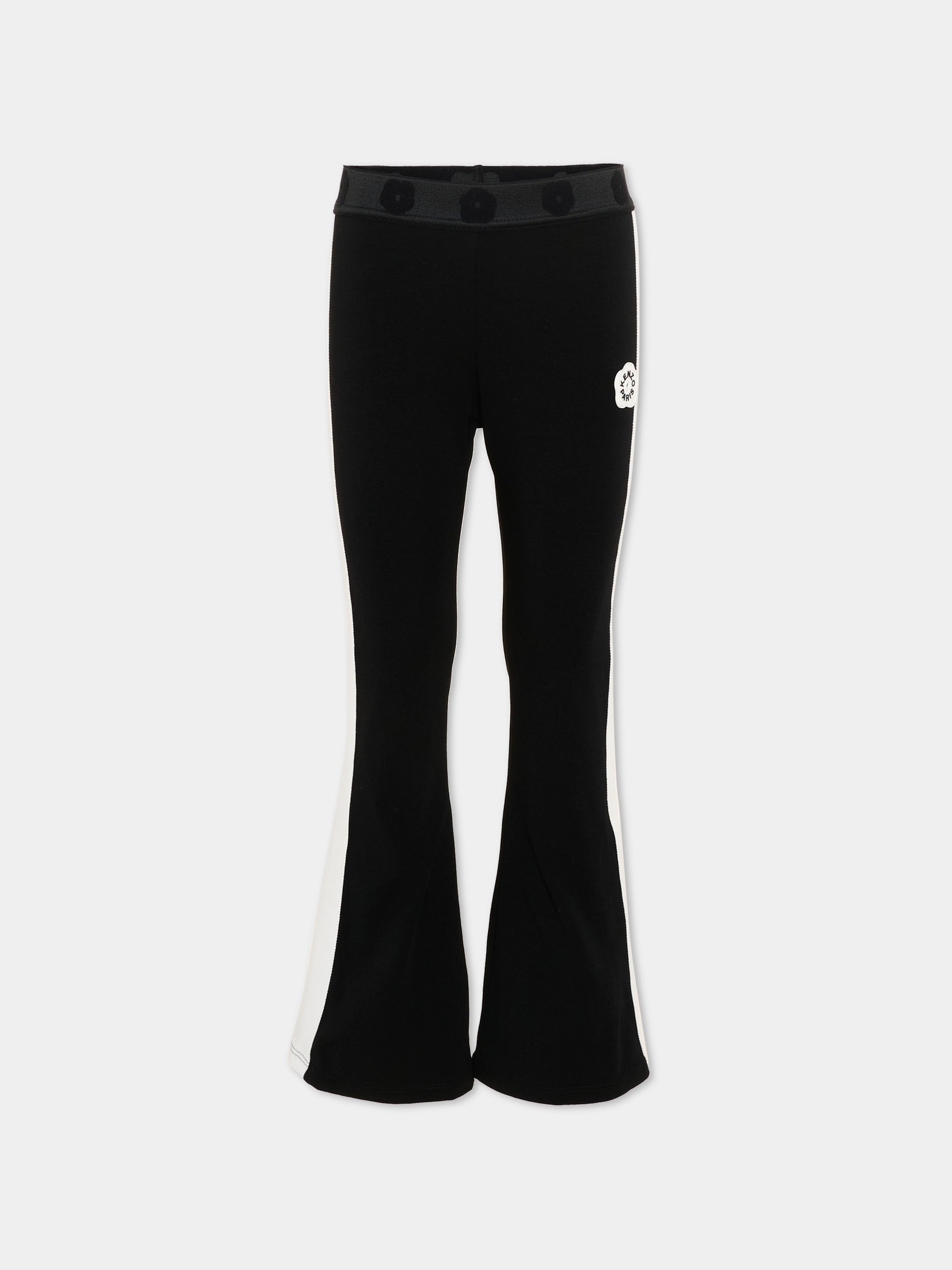 Leggings neri per bambina con fiore Boke,Kenzo Kids,K61639 09B