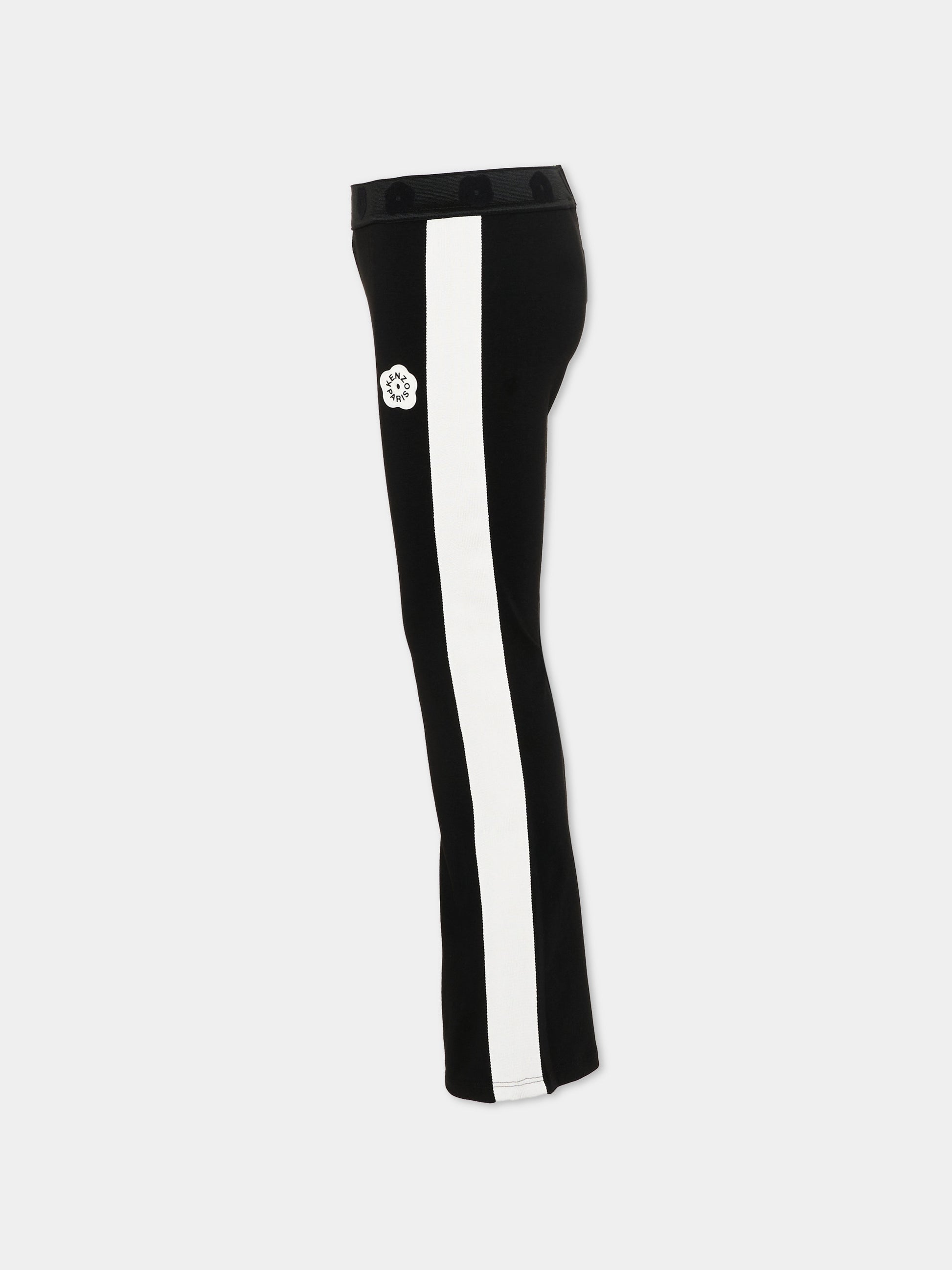 Leggings neri per bambina con fiore Boke,Kenzo Kids,K61639 09B