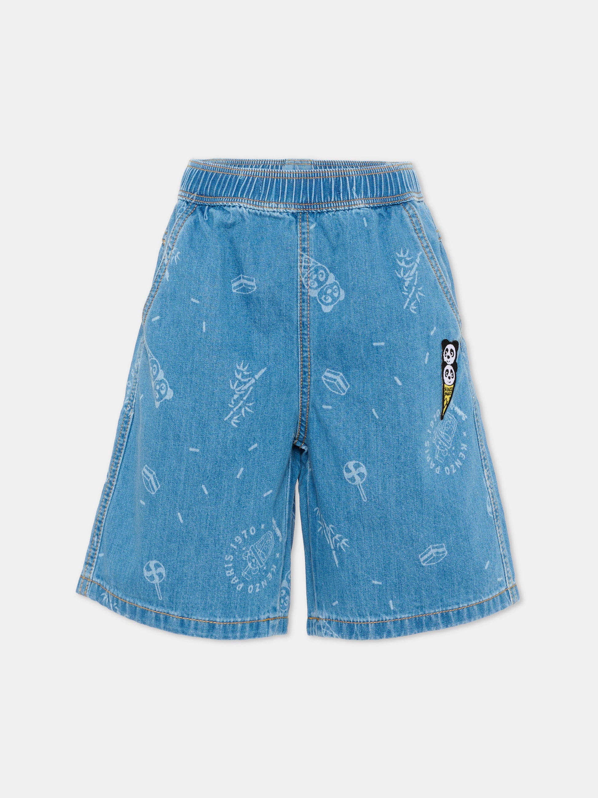 Shorts denim per bambino con stampa,Kenzo Kids,K61646 Z45