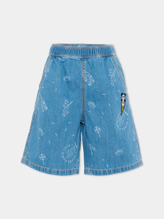 Shorts denim per bambino con stampa,Kenzo Kids,K61646 Z45