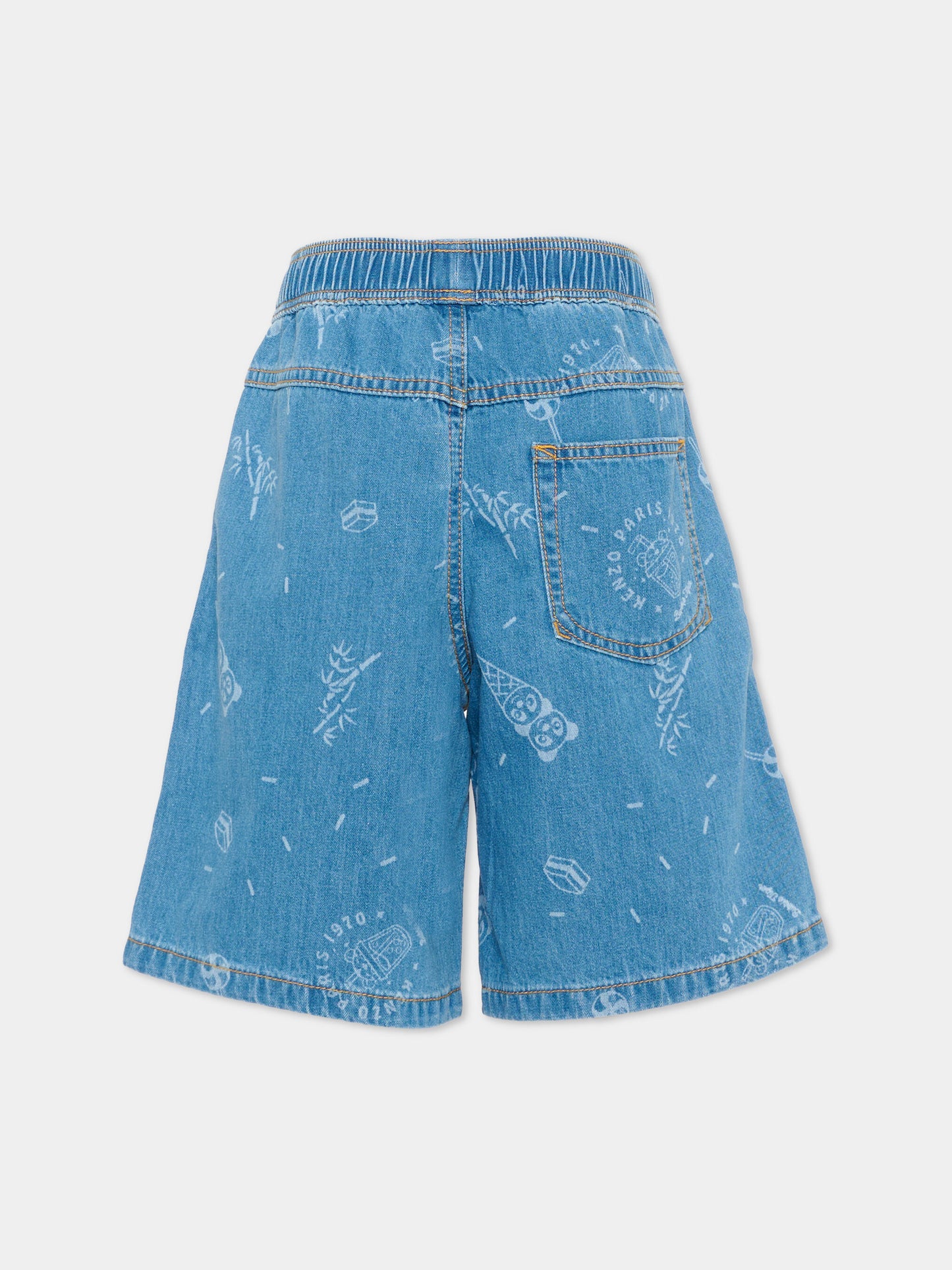 Shorts denim per bambino con stampa,Kenzo Kids,K61646 Z45