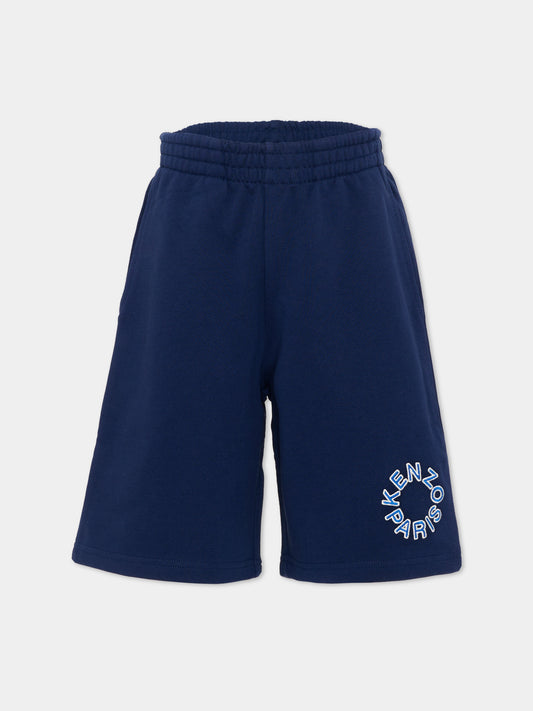 Shorts sportivi blu per bambini con logo,Kenzo Kids,K61696 84N