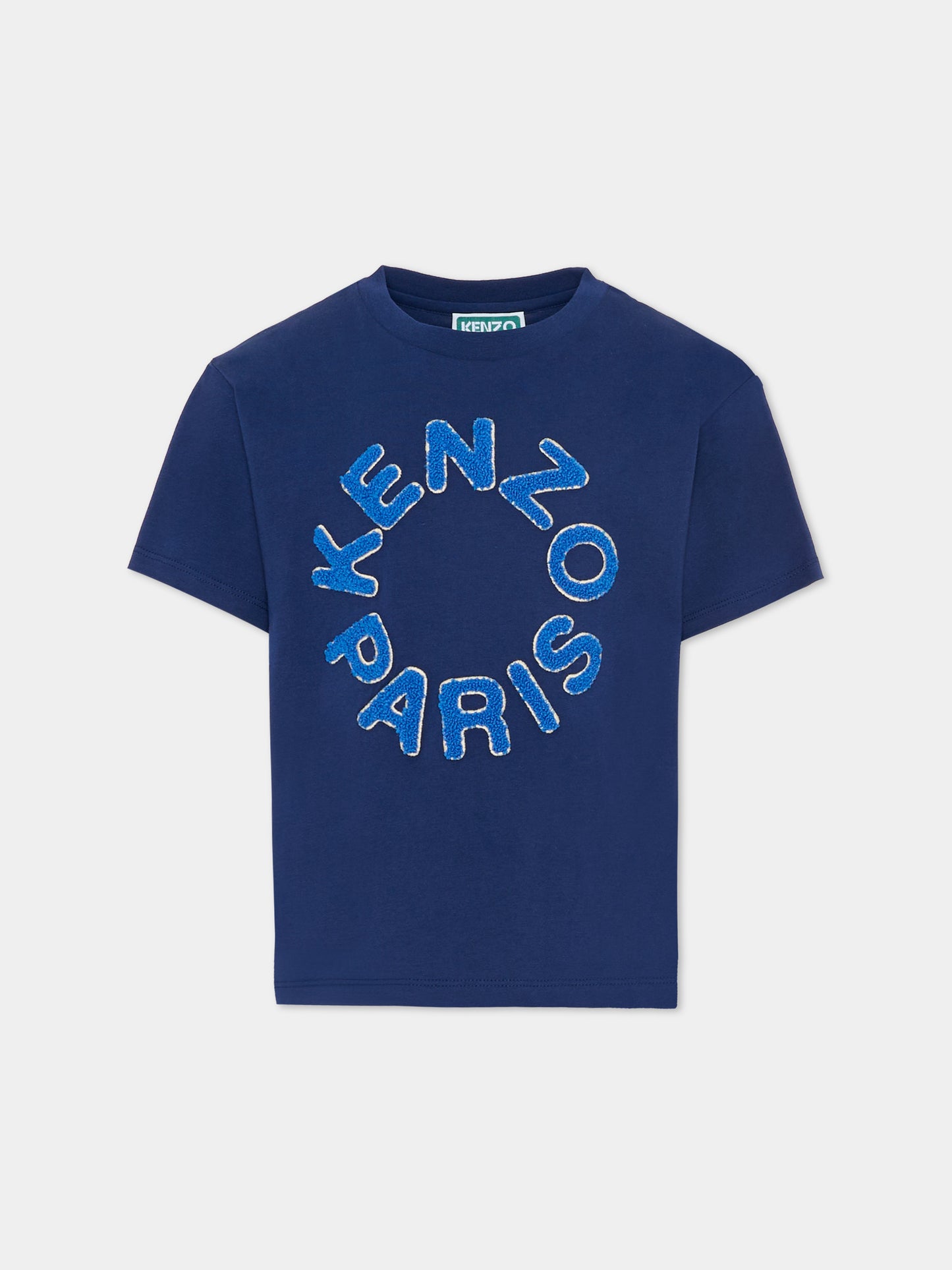 T-shirt blu per bambini con logo,Kenzo Kids,K61699 84N