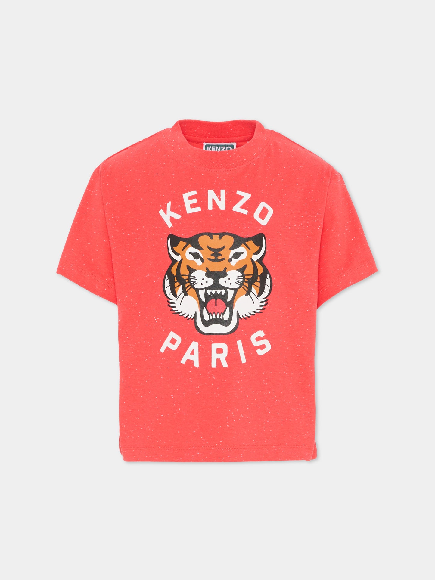 T-shirt rossa per bambini con Lucky Tiger,Kenzo Kids,K61701 976