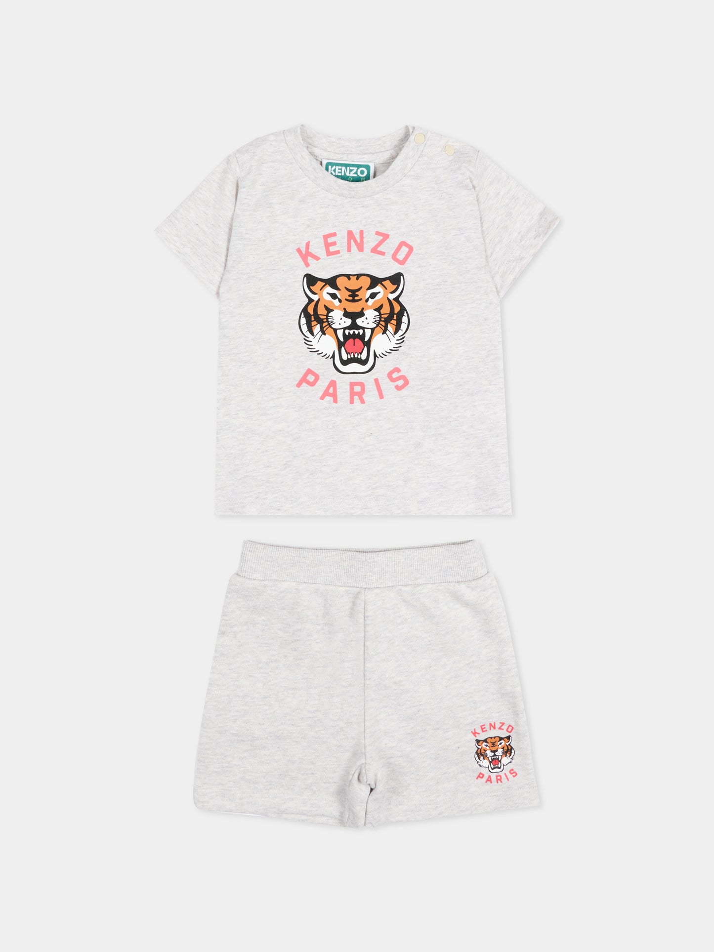 Completo sportivo grigio per neonati con logo Tiger,Kenzo Kids,K61708 A16