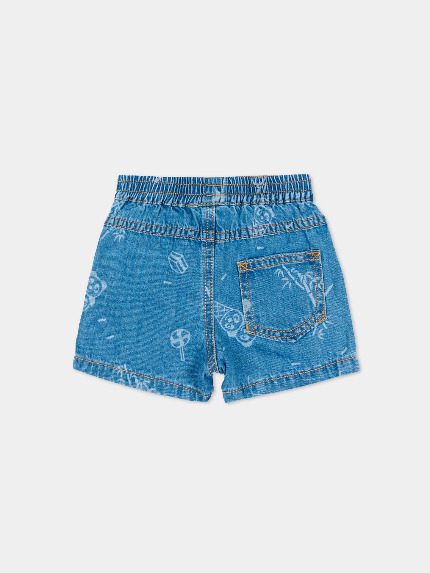 Shorts denim per neonati con patch panda,Kenzo Kids,K61710 Z45