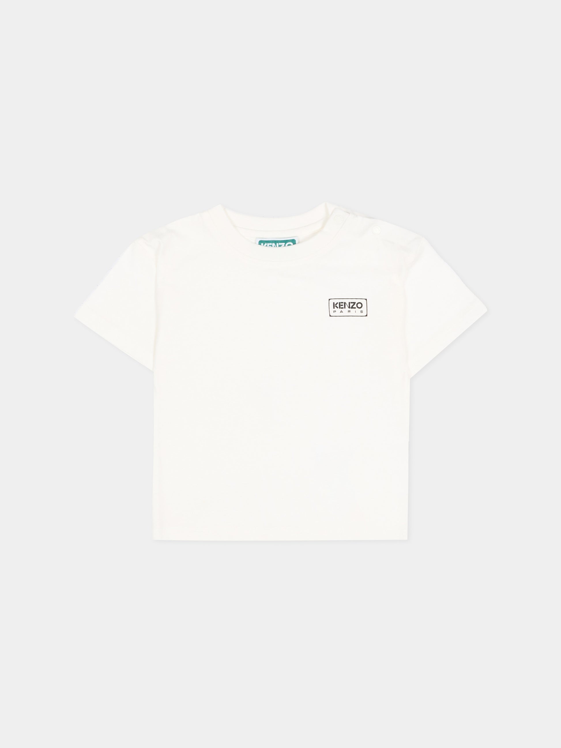 T-Shirt avorio per neonati con logo,Kenzo Kids,K61724 117