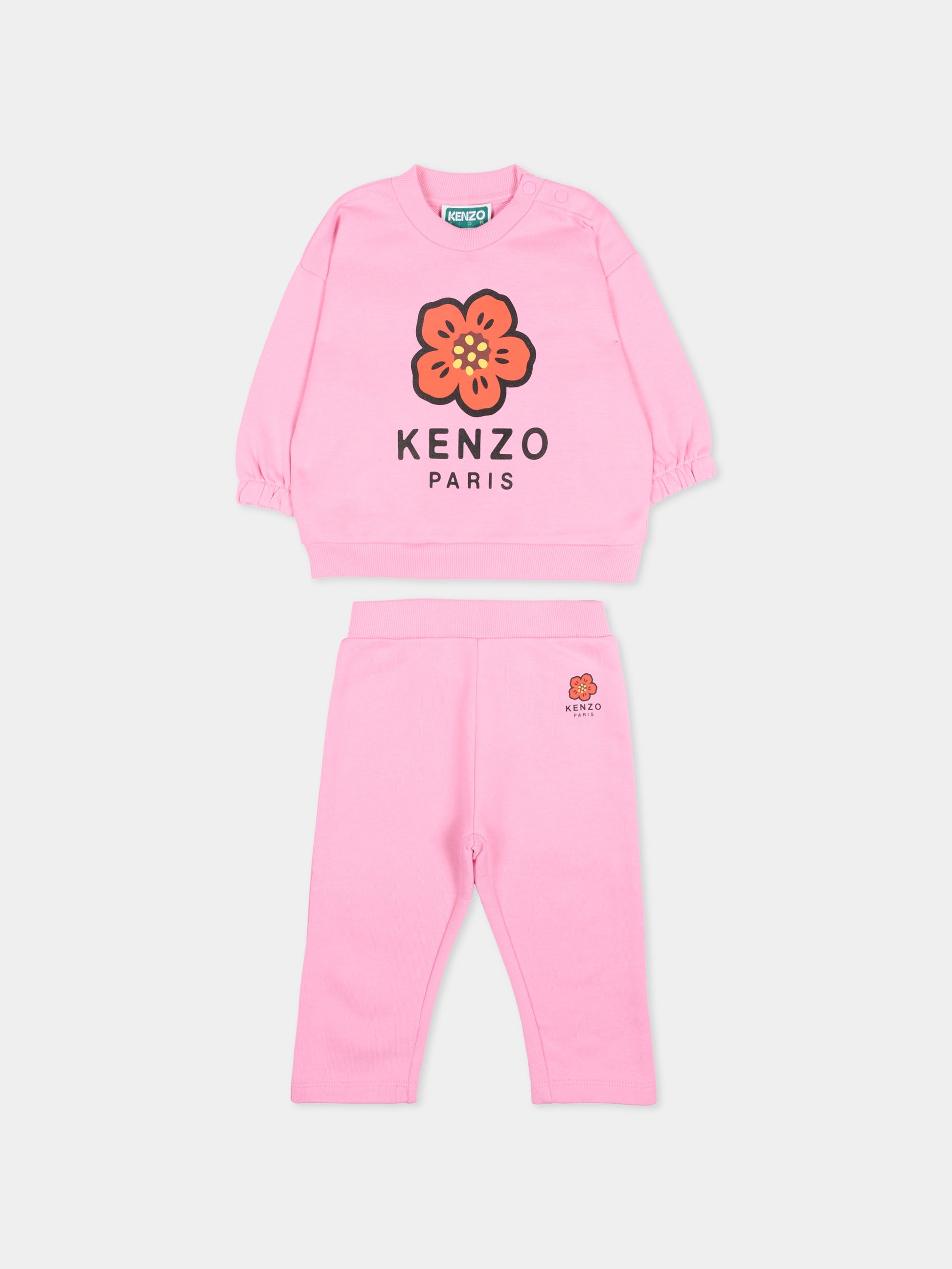Completo sportivo rosa per neonata con fiore Boke,Kenzo Kids,K61726 47F