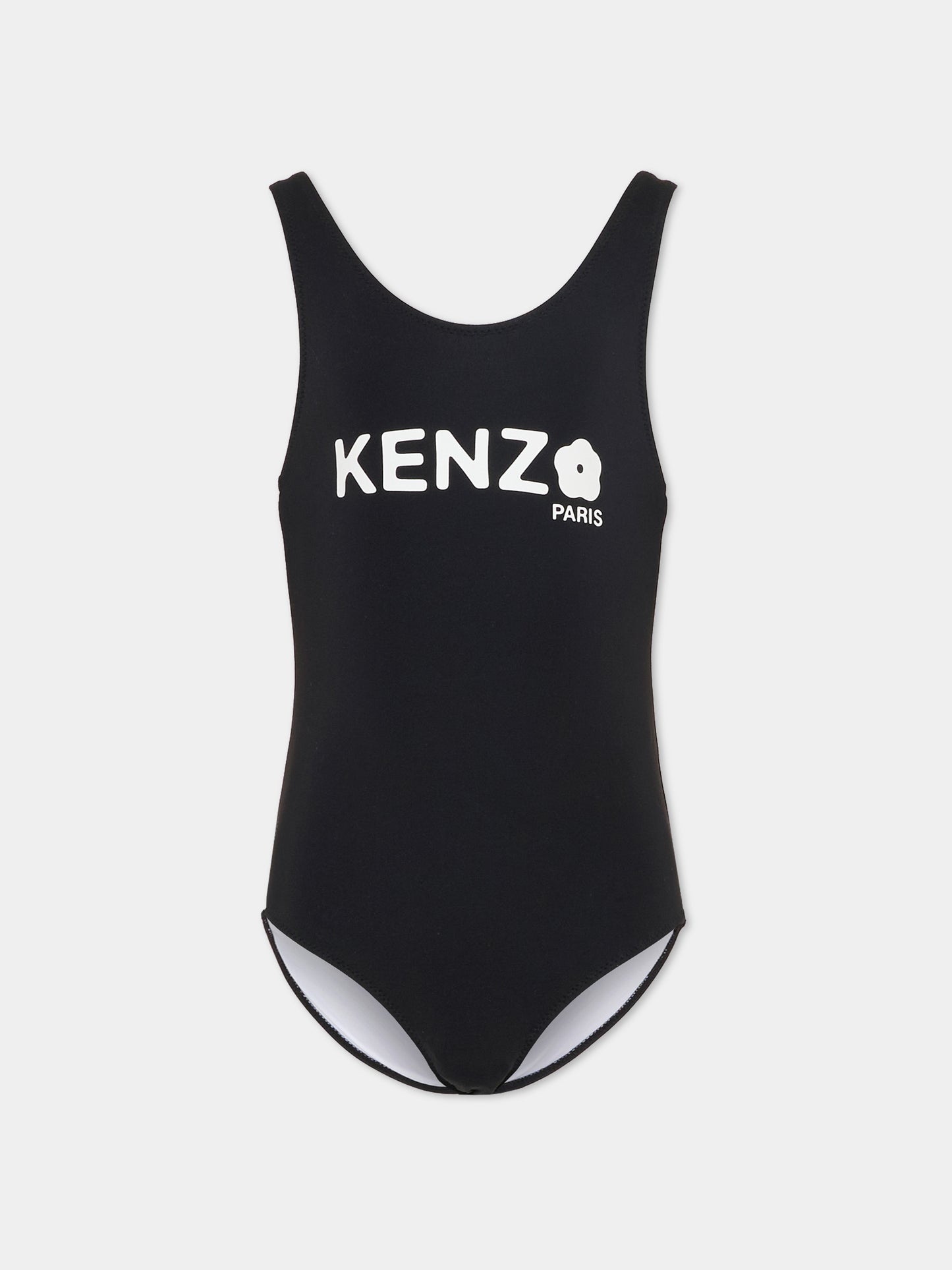 Costume intero nero per bambina con logo,Kenzo Kids,K61789 09B