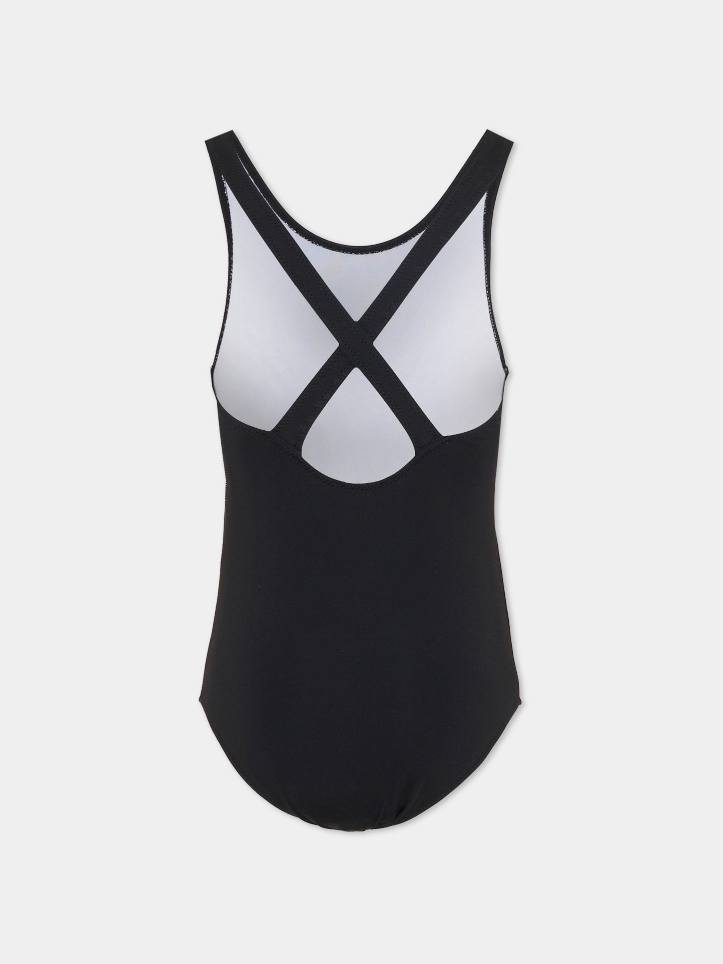 Costume intero nero per bambina con logo,Kenzo Kids,K61789 09B