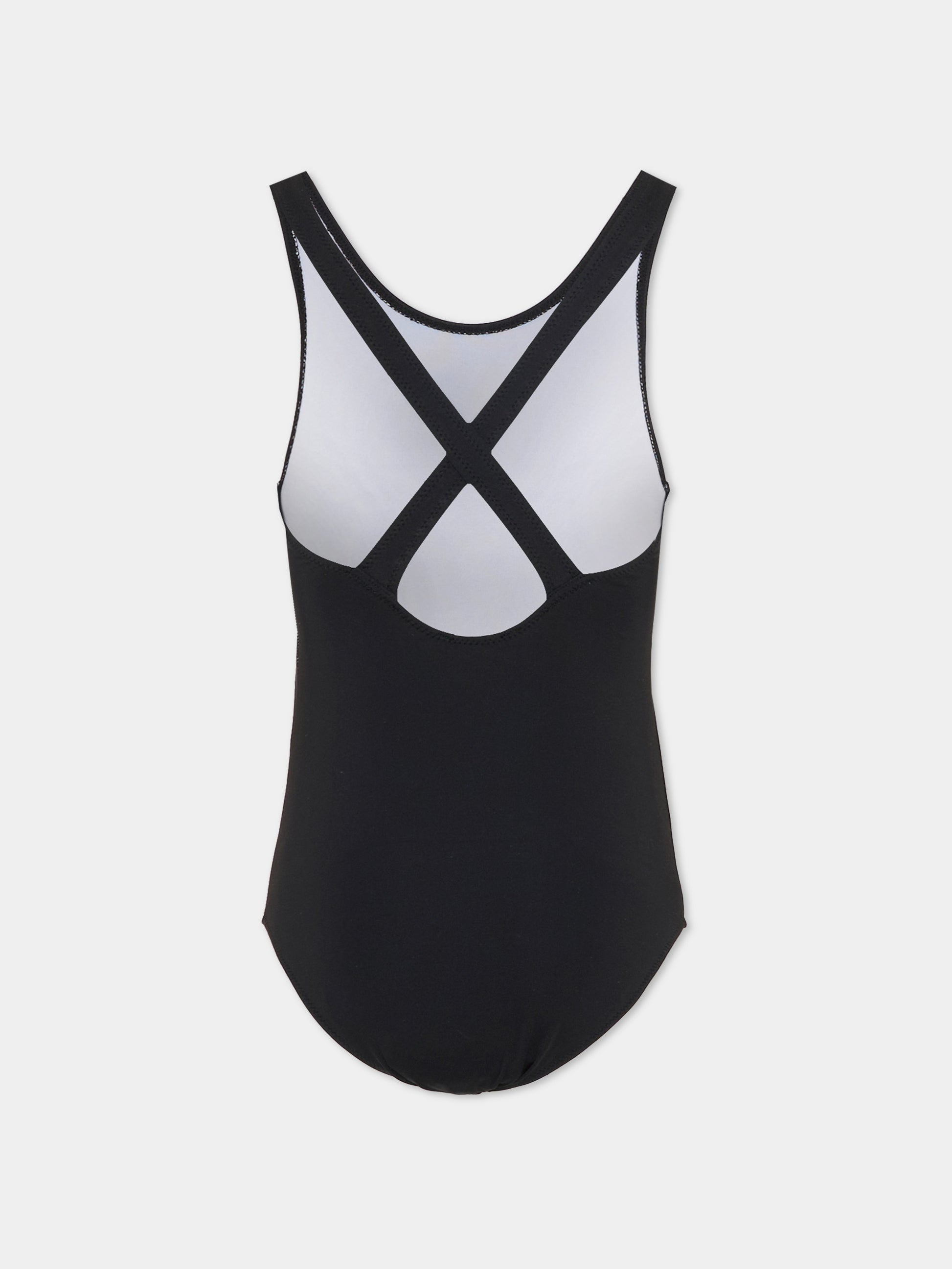 Costume intero nero per bambina con logo,Kenzo Kids,K61789 09B