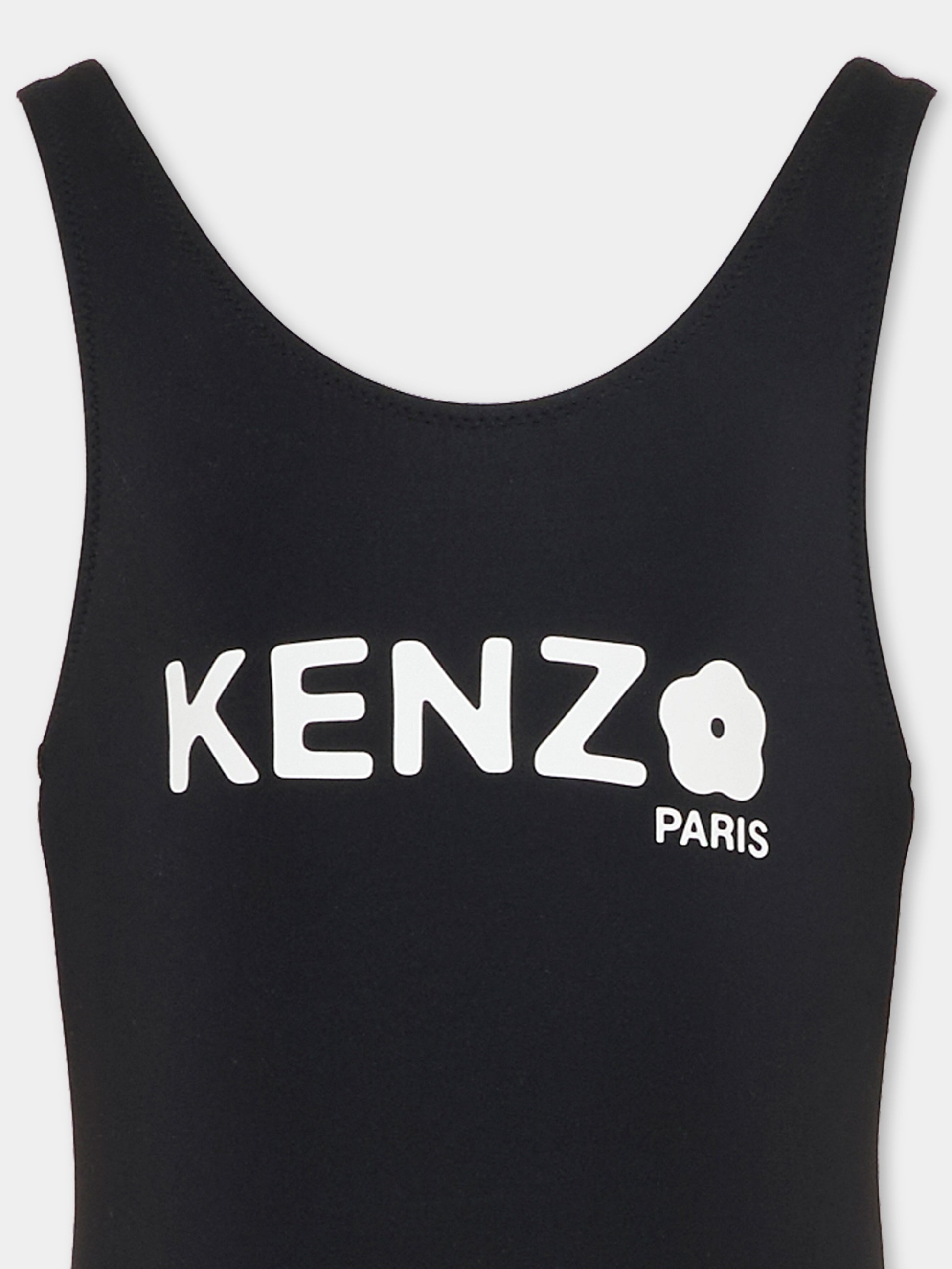 Costume intero nero per bambina con logo,Kenzo Kids,K61789 09B