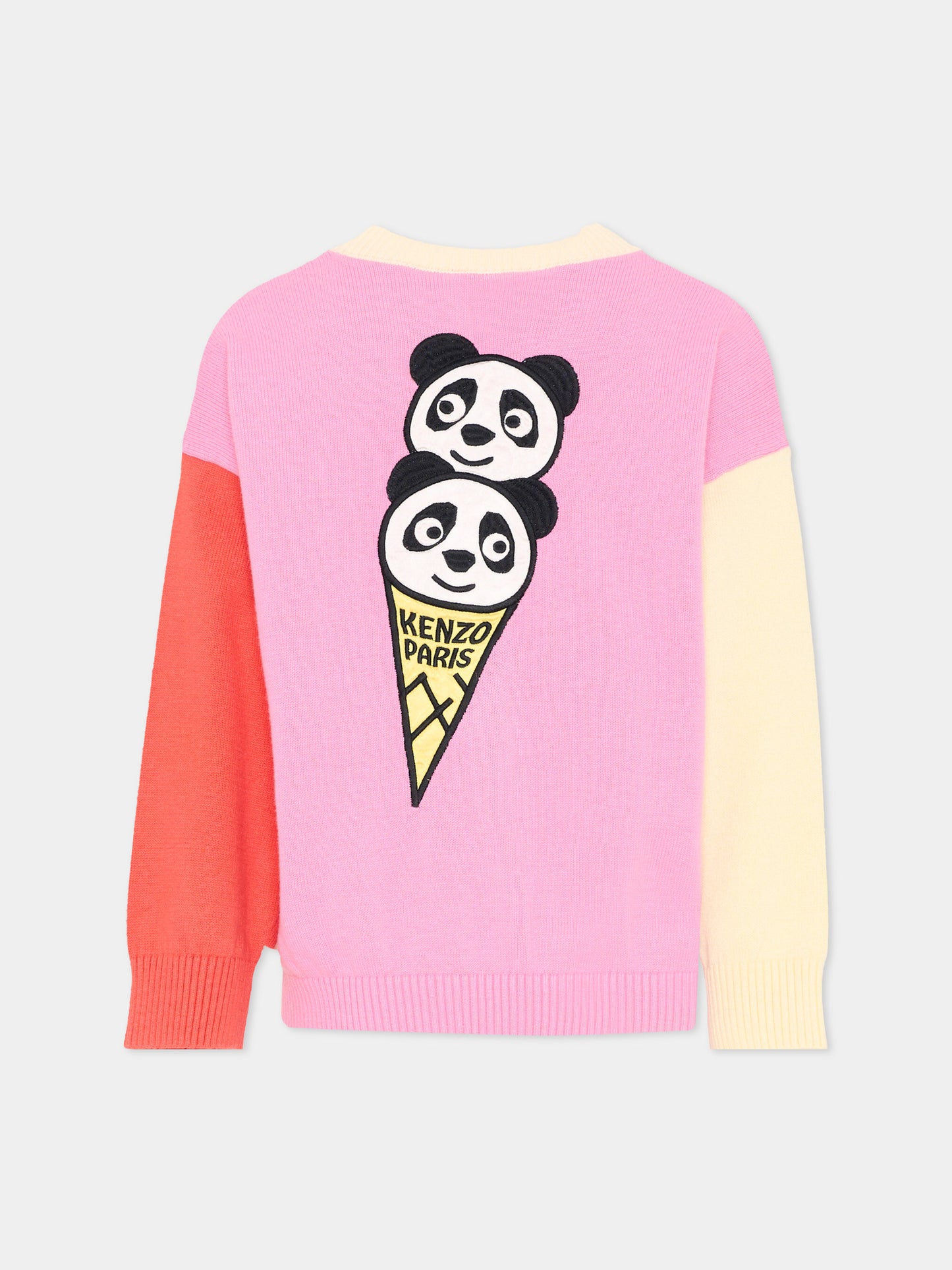 Cardigan multicolor per bambina con patch,Kenzo Kids,K61791 47F