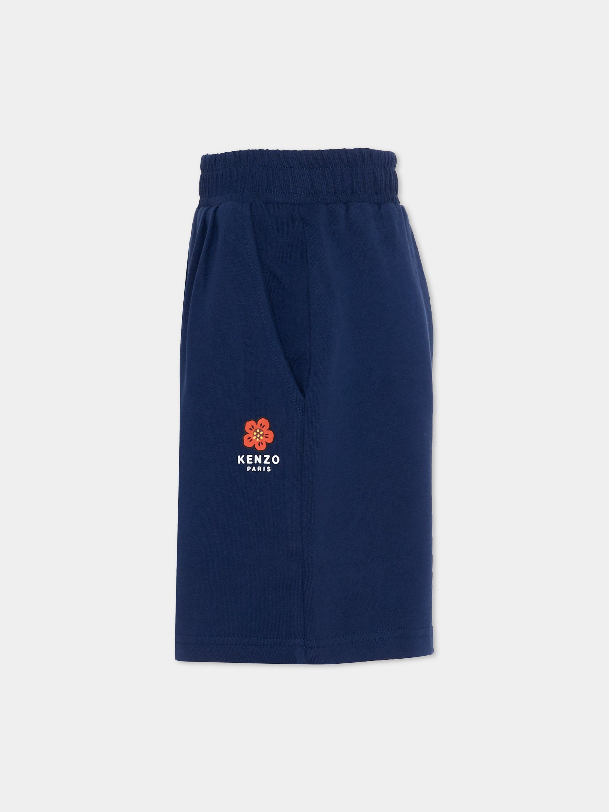 Shorts sportivi blu per bambina con fiore Boke,Kenzo Kids,K61797 84N