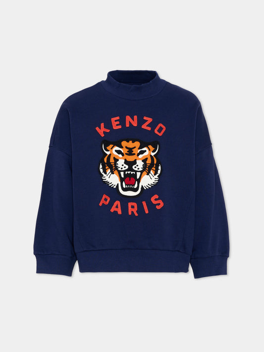 Felpa blu per bambini con logo Tiger,Kenzo Kids,K61798 84N