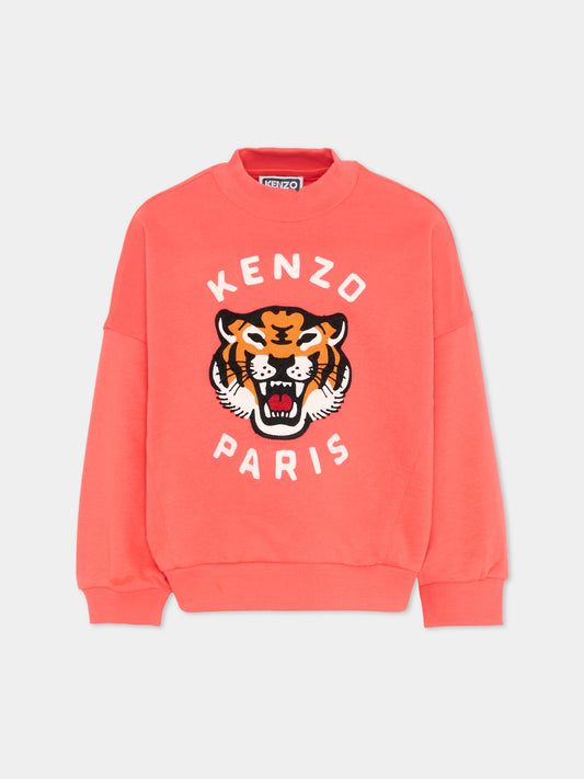 Felpa rossa Kenzo Tiger per bambini,Kenzo Kids,K61798 976